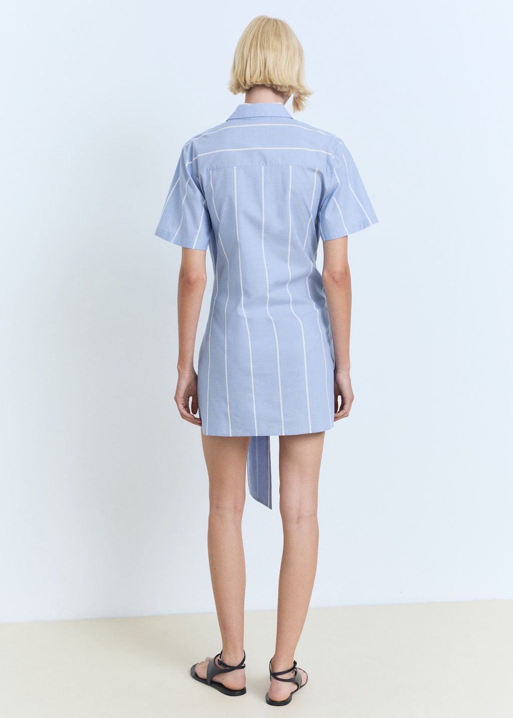 Striped shirt dress with knot Women MANGO Indonesia