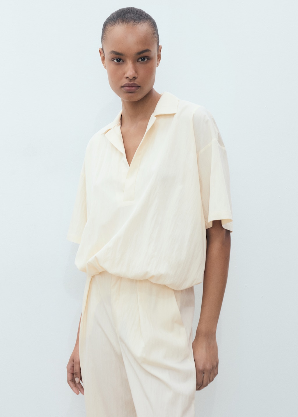 Textured crop trousers