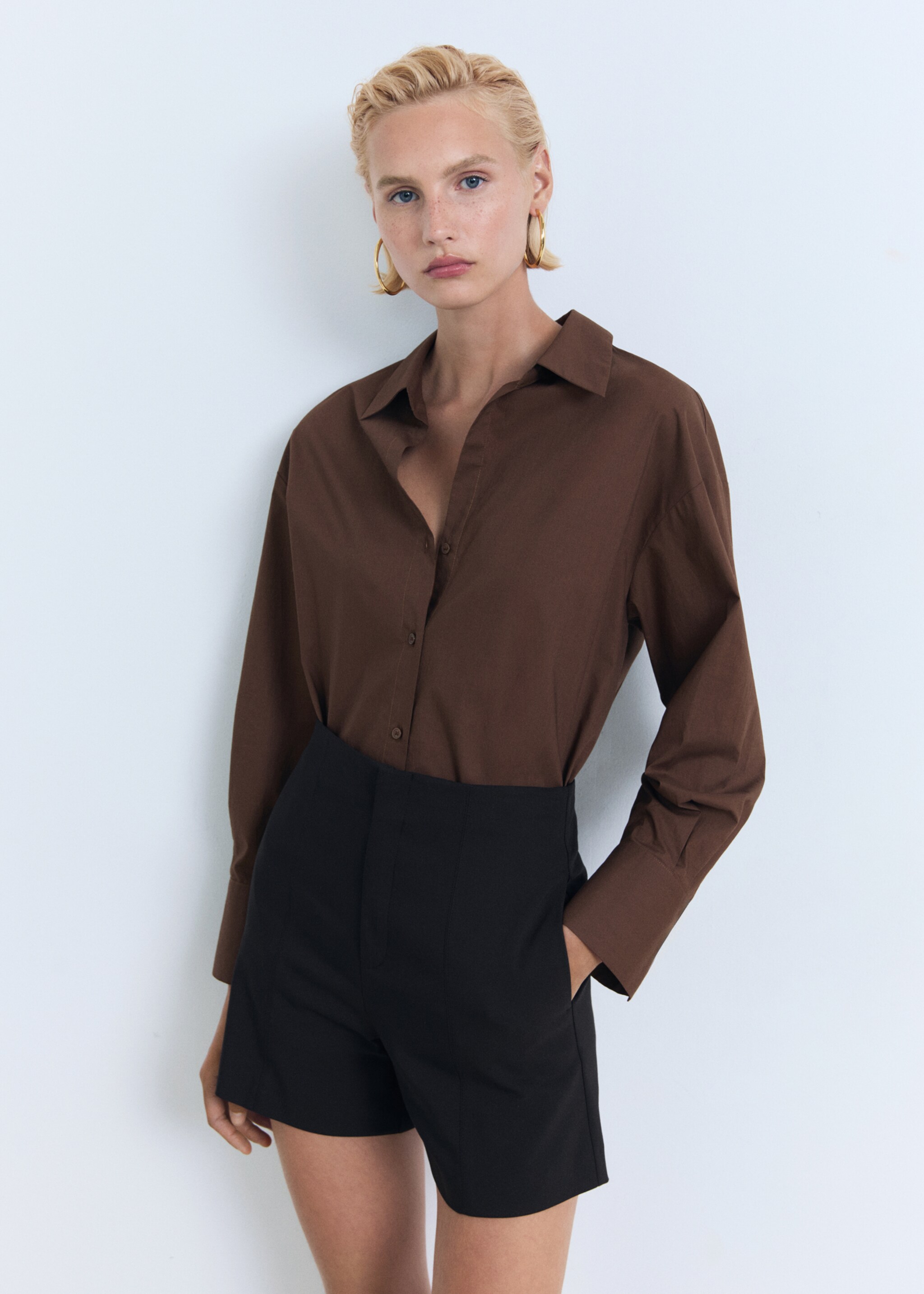 High-waist straight shorts - Medium plane