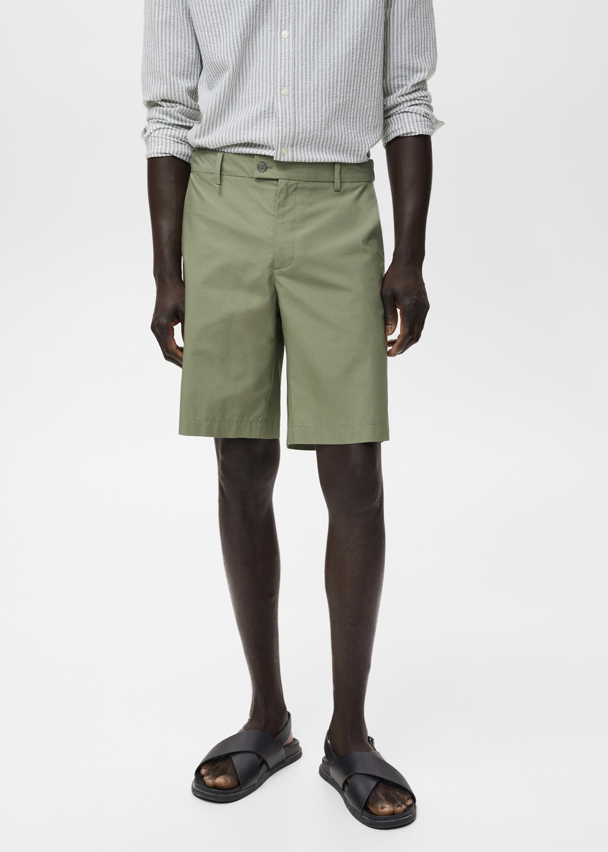 Cotton bermuda shorts with an interior elastic strip - Medium plane