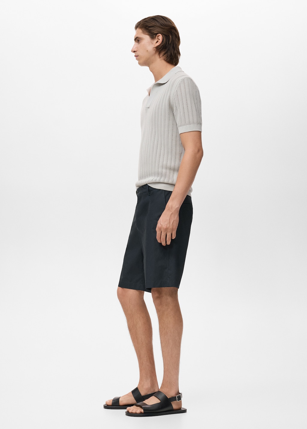 Cotton bermuda shorts with an interior elastic strip - Men