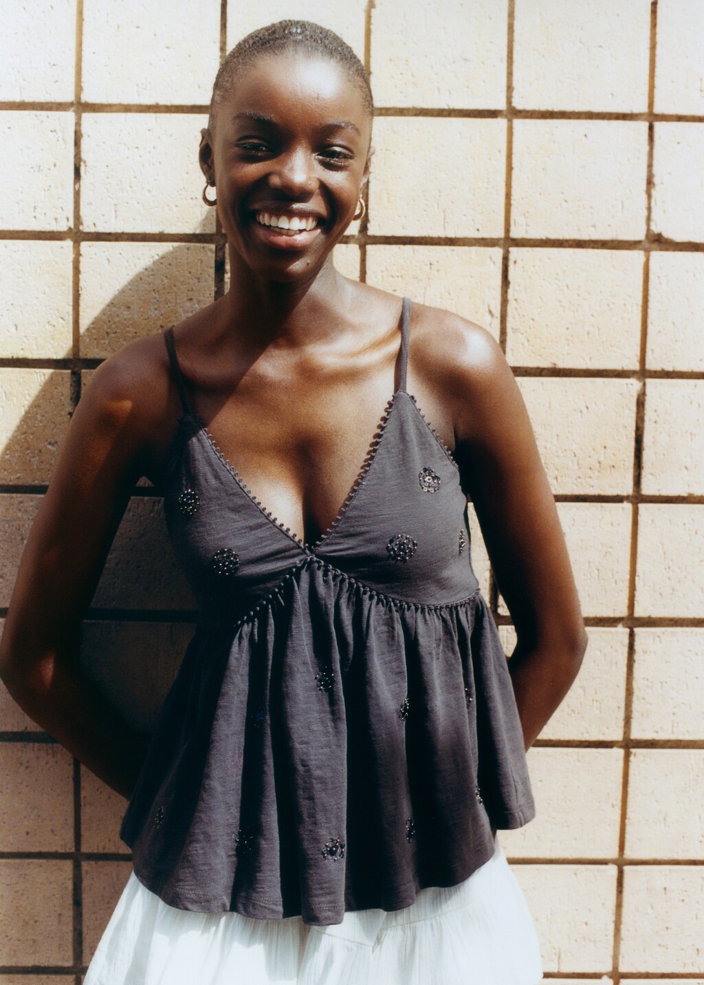 Sequin embroidery top