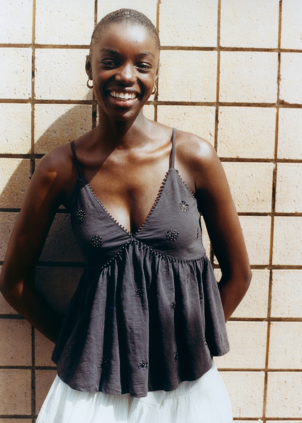 Sequin embroidery top