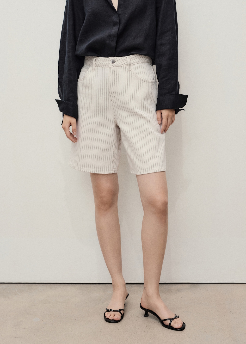 Mango High-waist straight-fit denim shorts