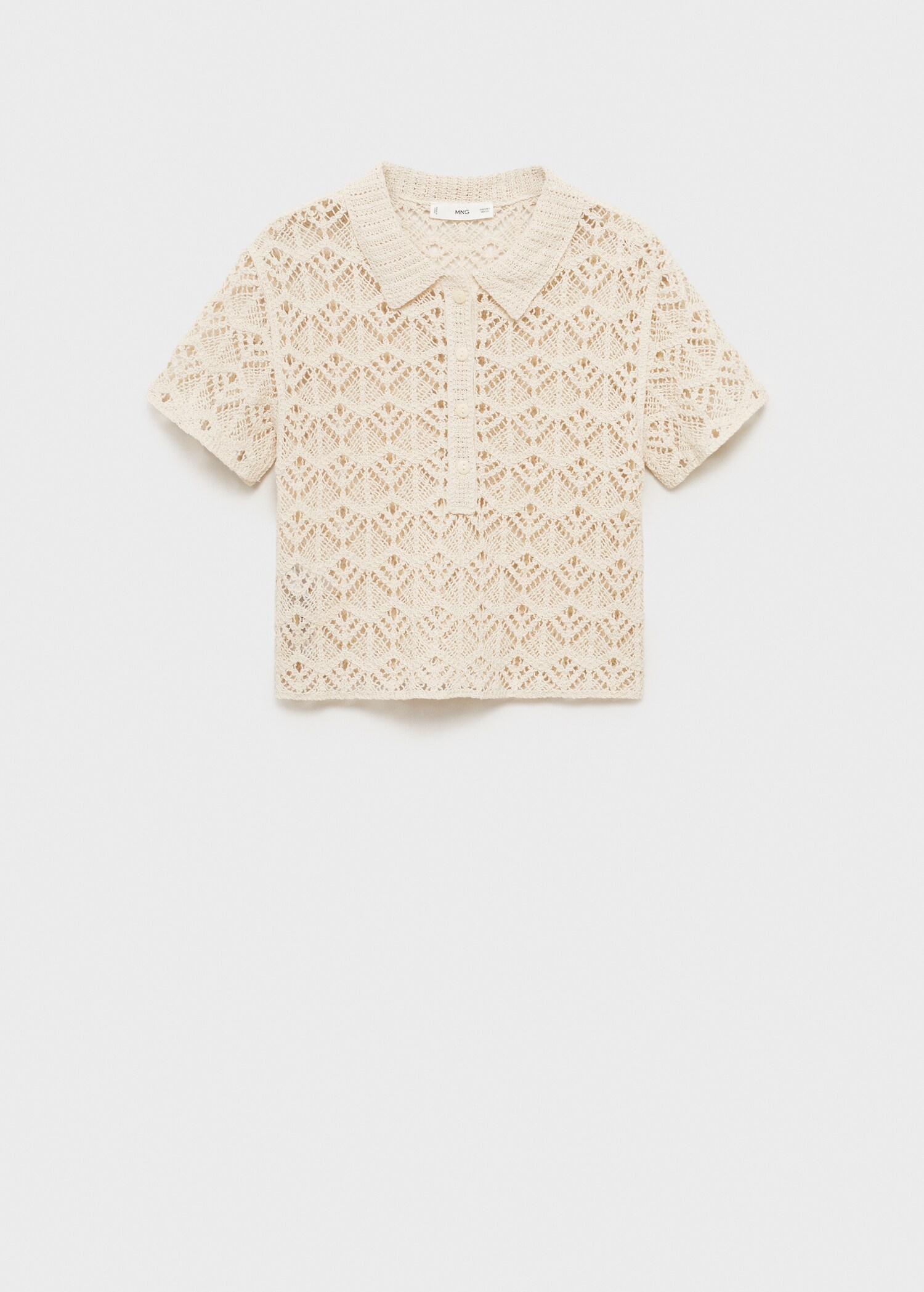Short-sleeved crochet sweater - Article without model