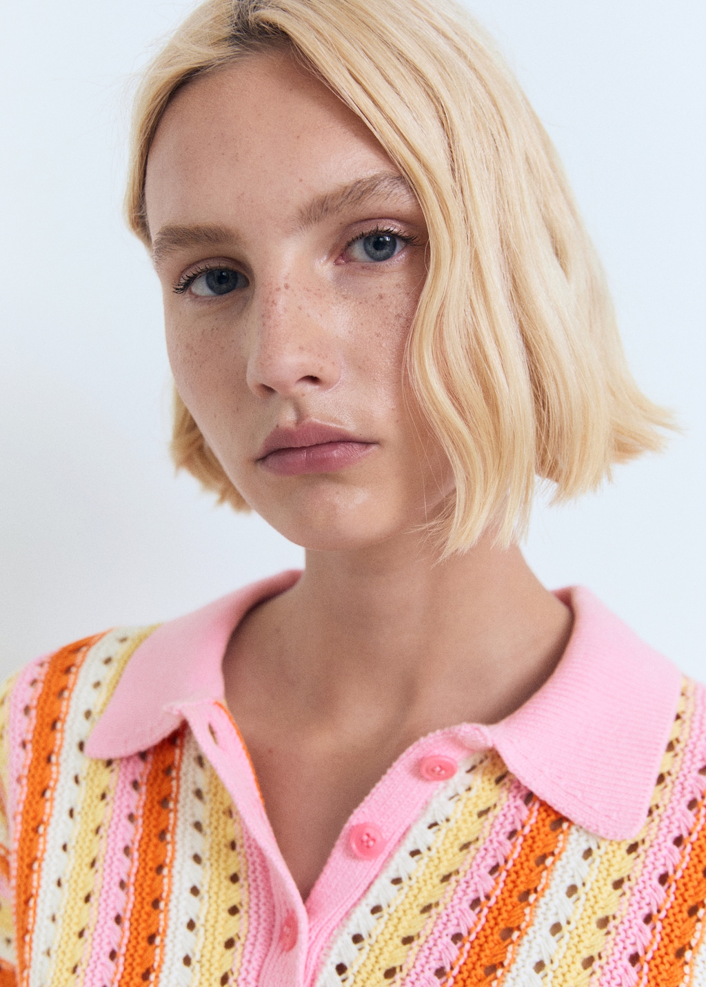 Two-tone striped crochet sweater