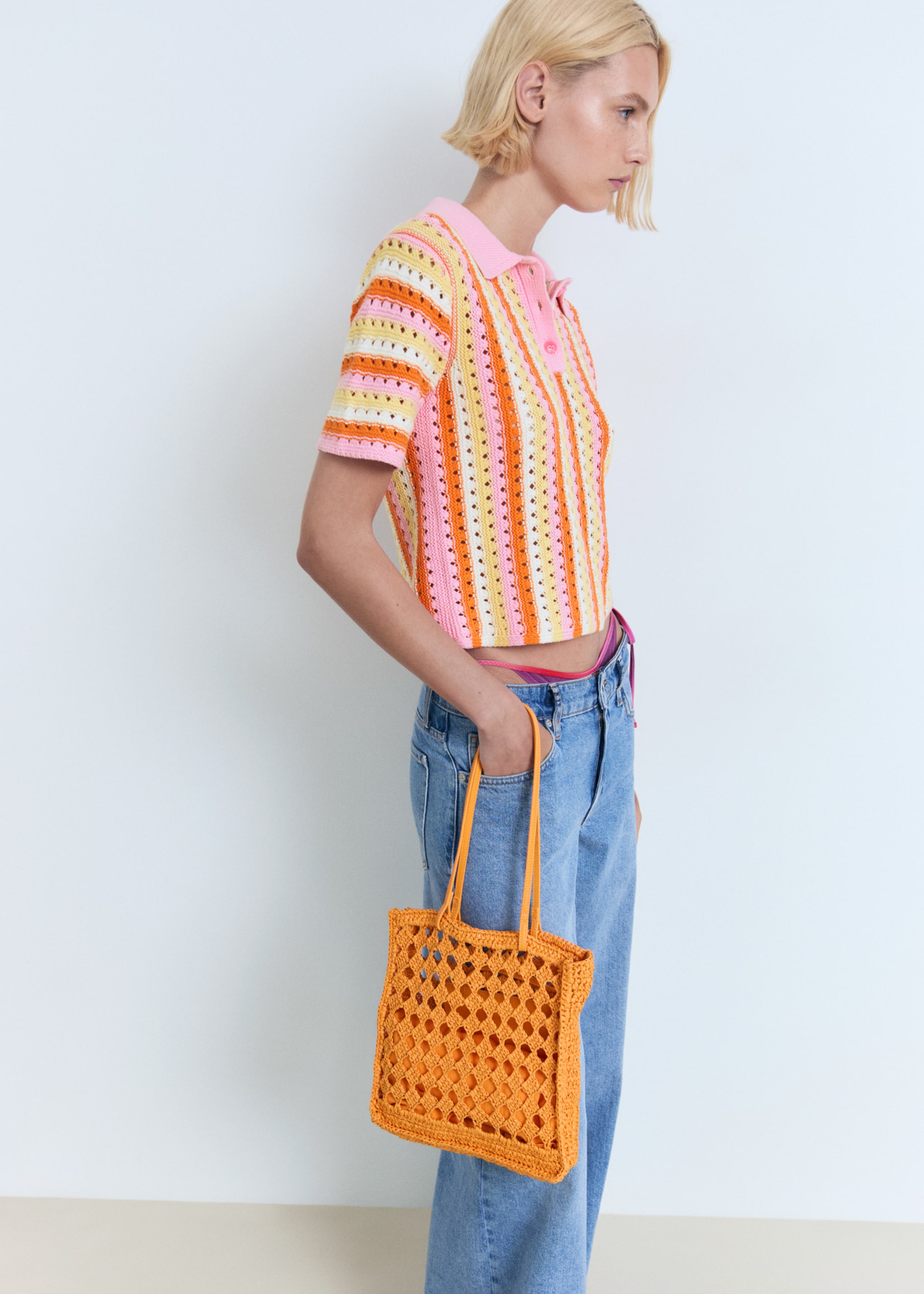 Camisola de croché com riscas bicolores - Pormenor do artigo 2