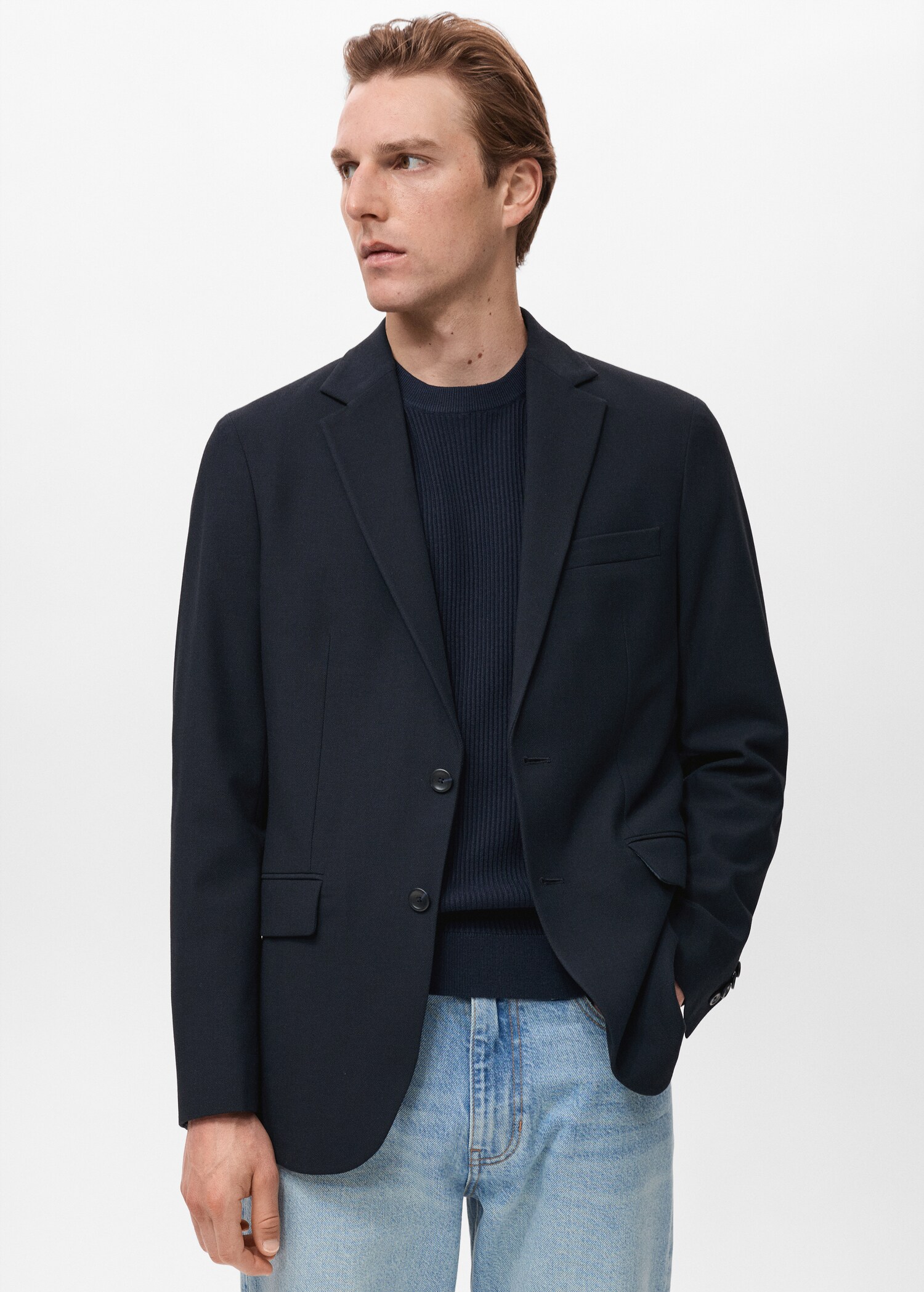 Verner slim-fit cotton blazer - Medium plane