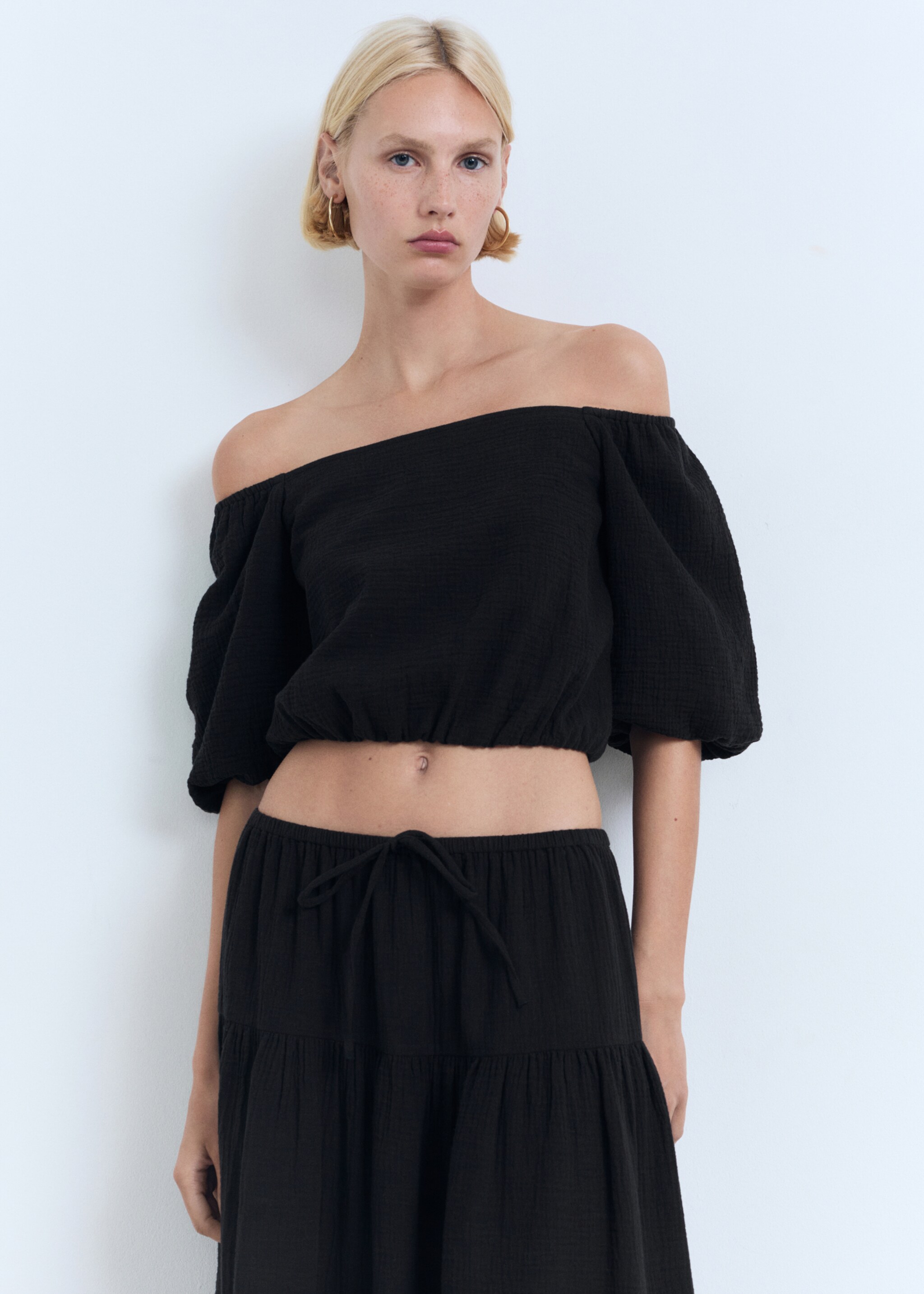 Puffy strapless blouse - Medium plane