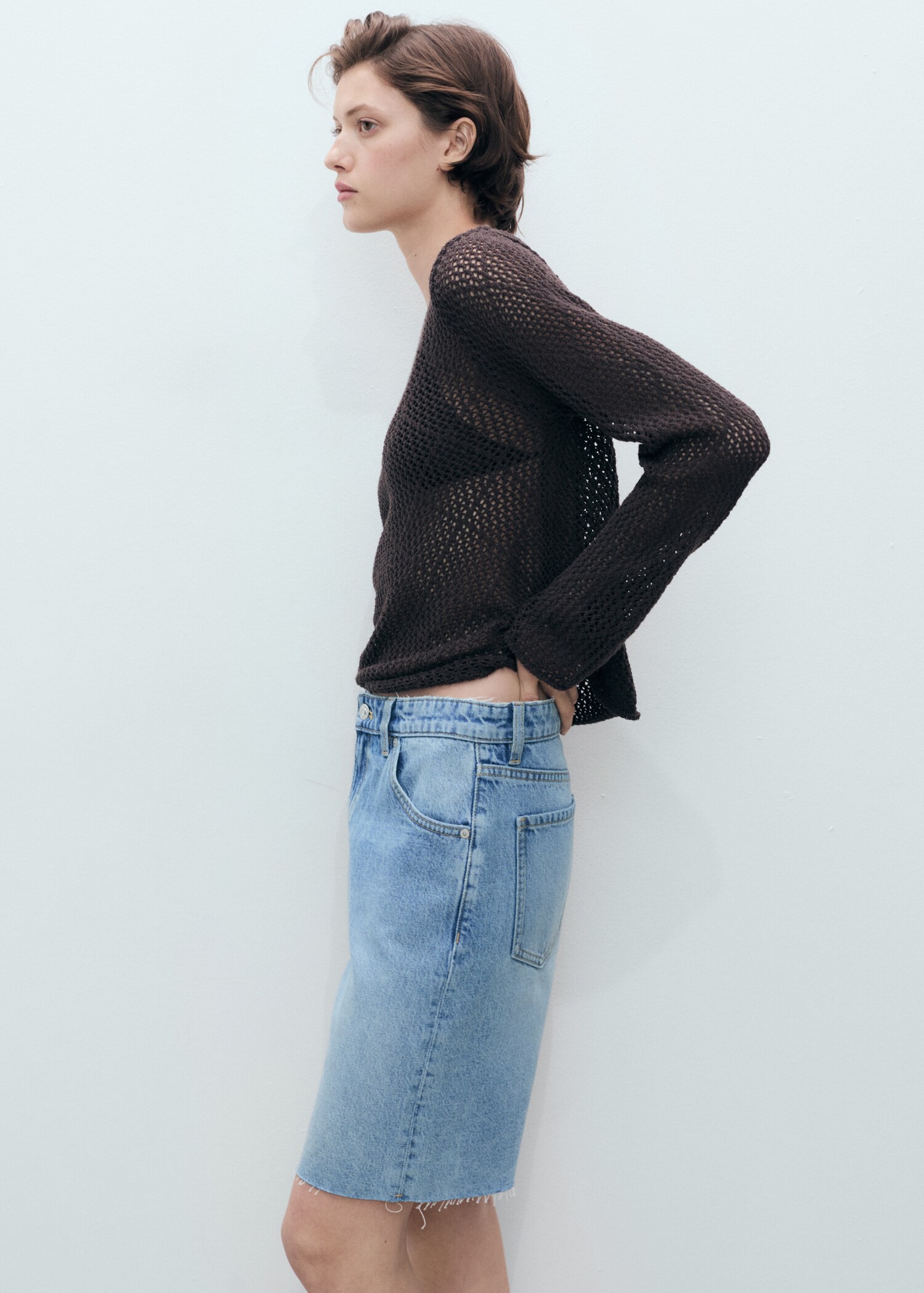 Frayed hem denim shorts - Details of the article 2