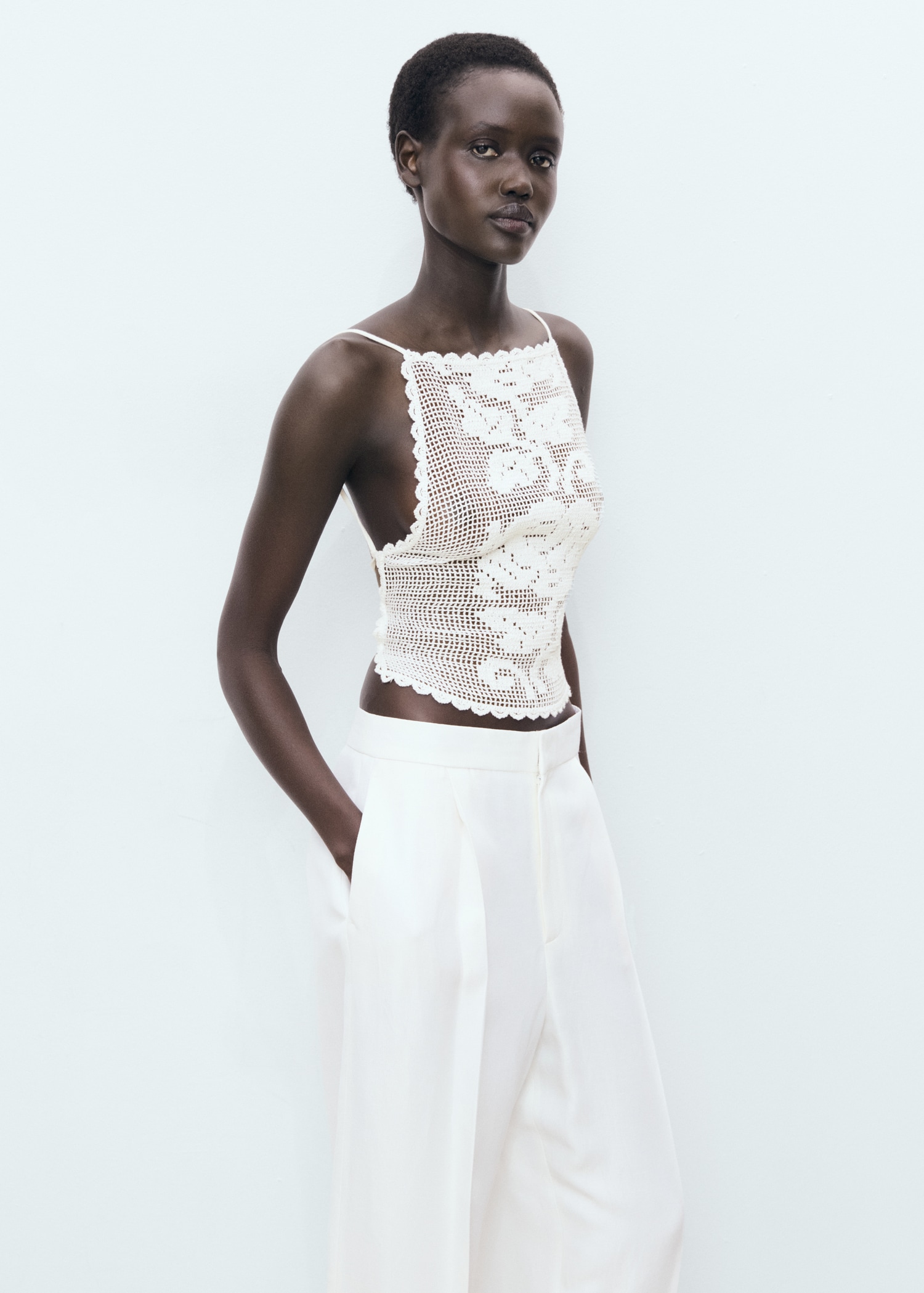 Crochet top met open rug - Main Image