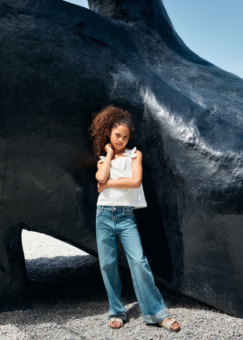 Cotton t-shirt with flower detail