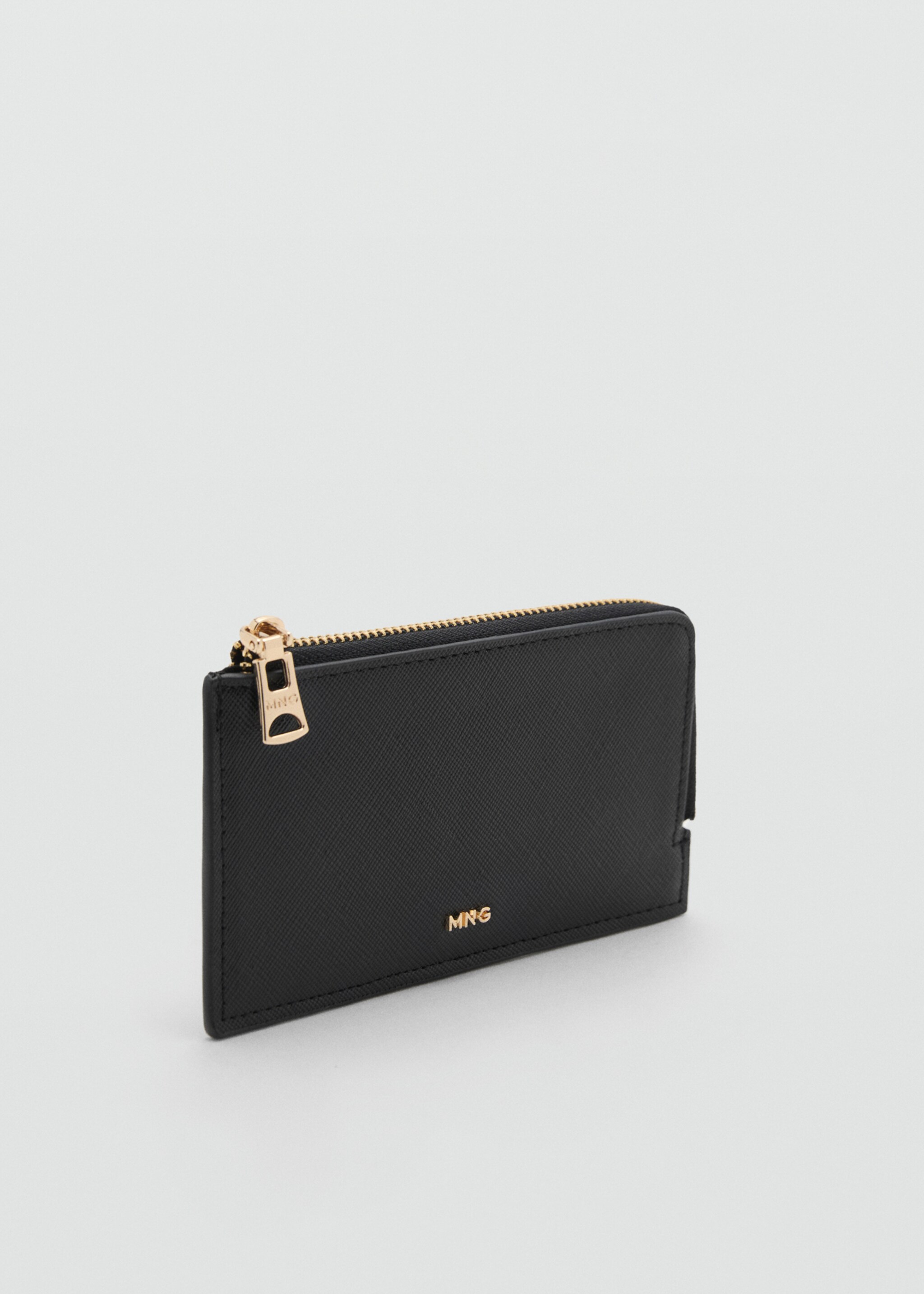 Saffiano-effect card holder with zip - Medium plane