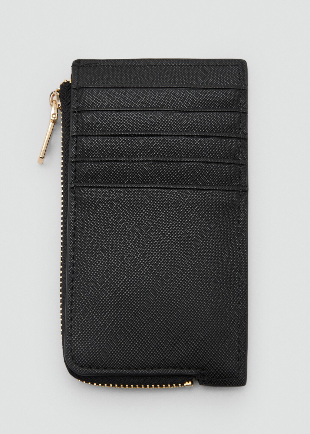 Saffiano-effect card holder with zipper