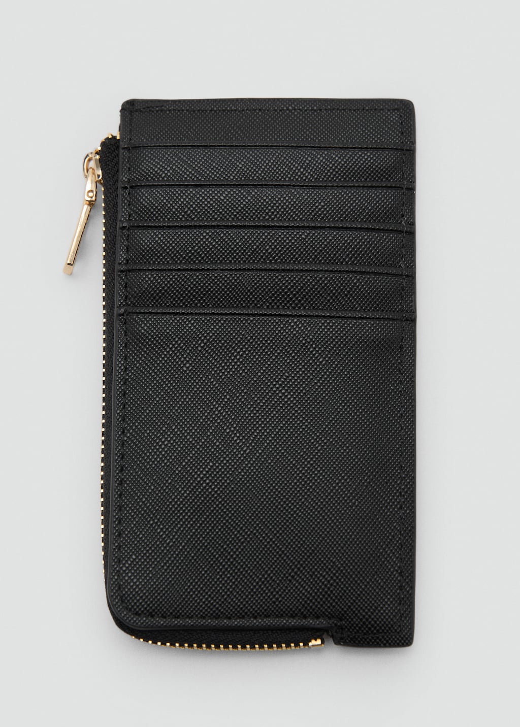Saffiano-effect card holder with zipper
