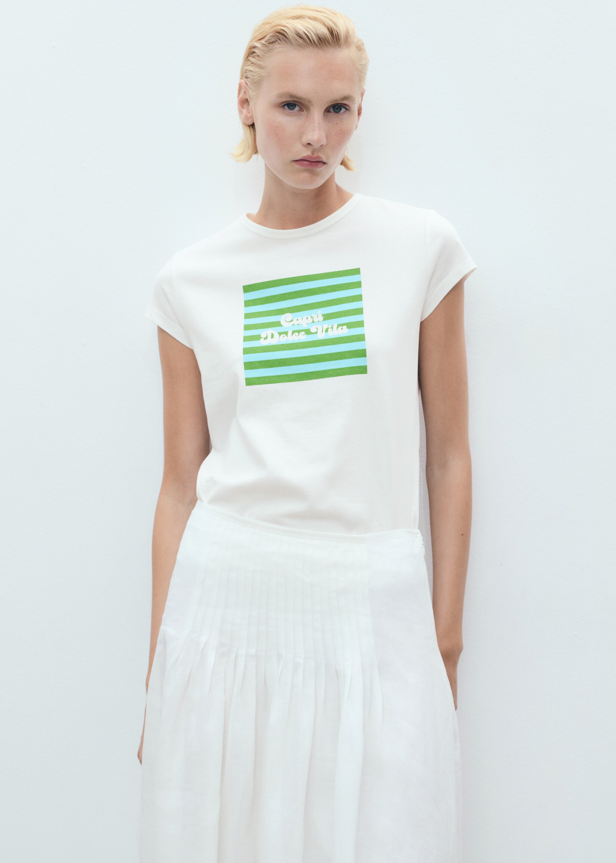 Printed cotton-blend t-shirt - Medium plane