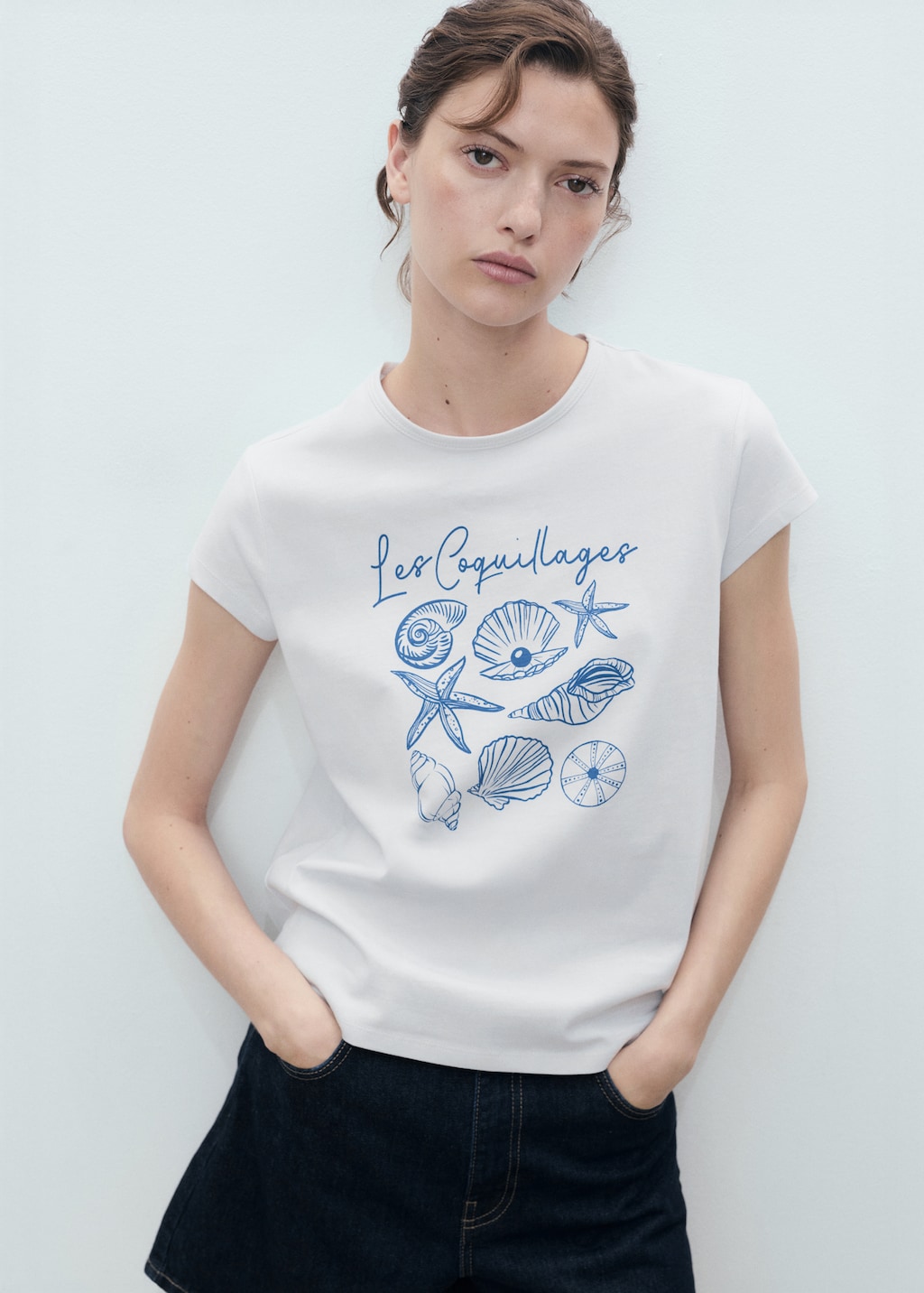 Printed cotton-blend t-shirt