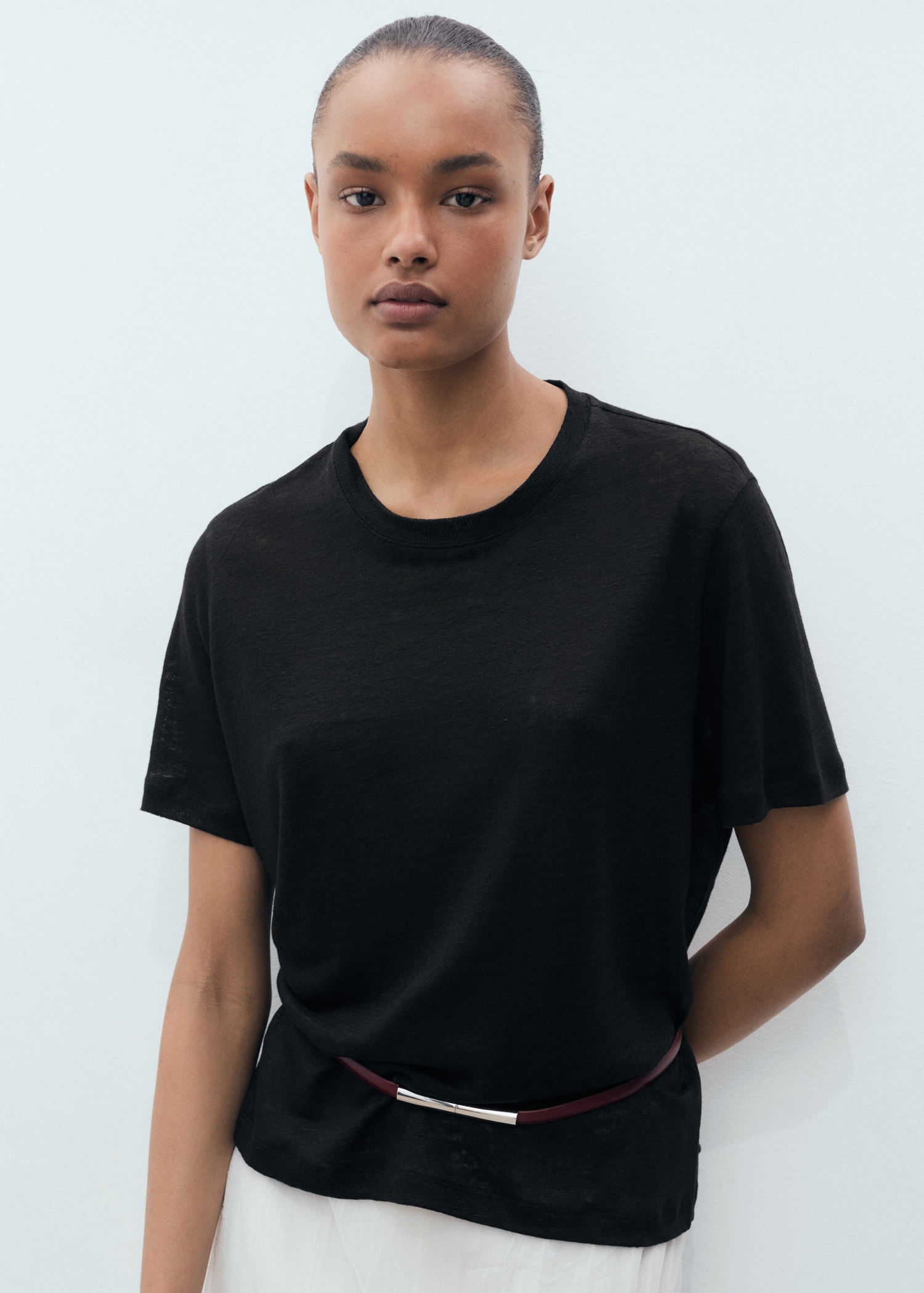 T-shirt lin manches courtes - Plan moyen