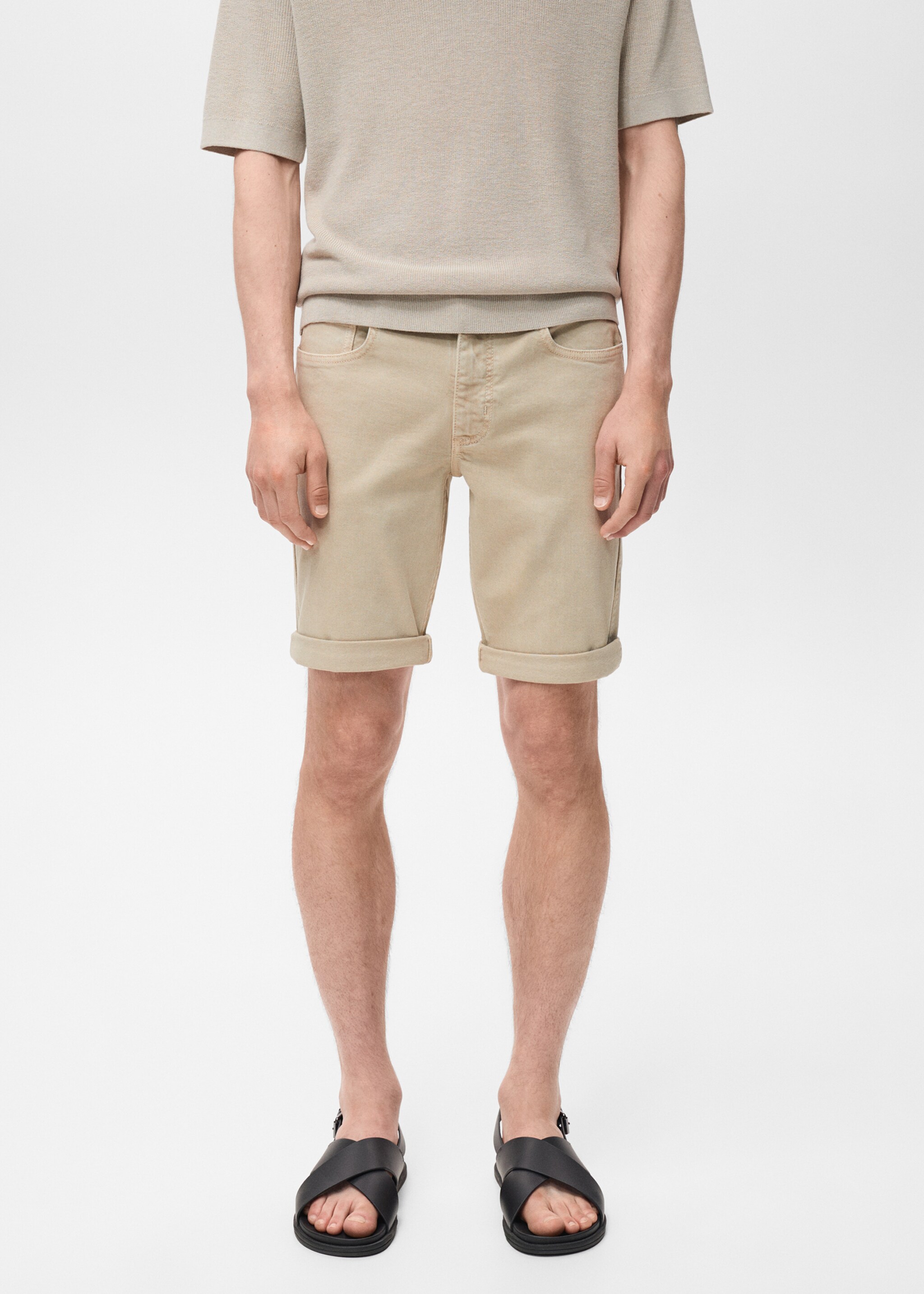 Jeansbermudas slim fit - Bild av mittparti