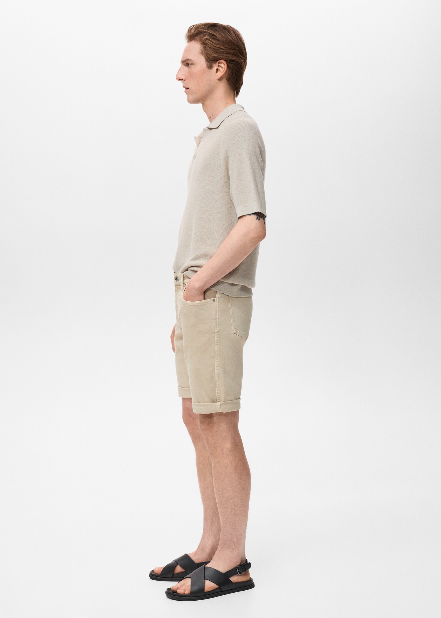 Slim-fit denim bermuda shorts - Details of the article 2