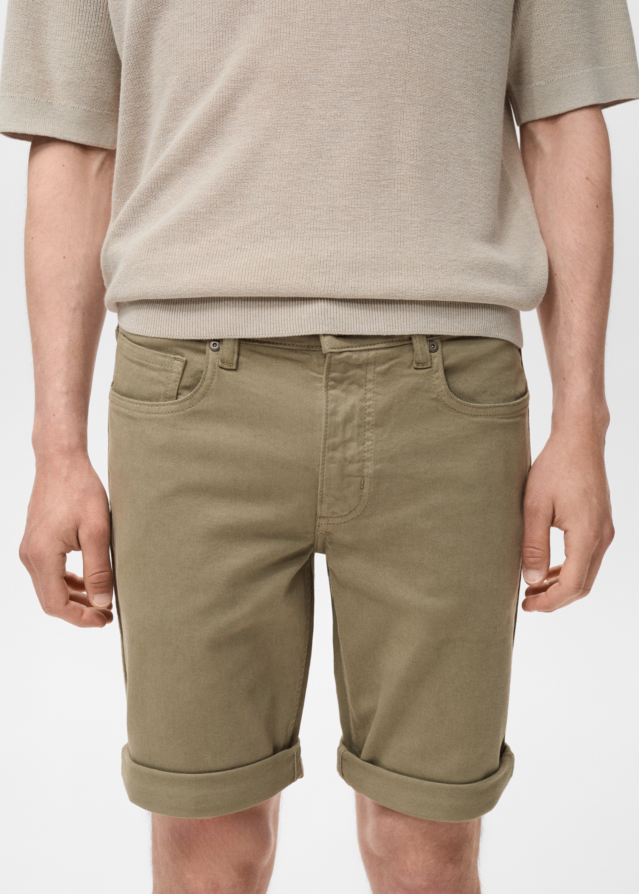 Slim-fit denim bermuda shorts - Medium plane