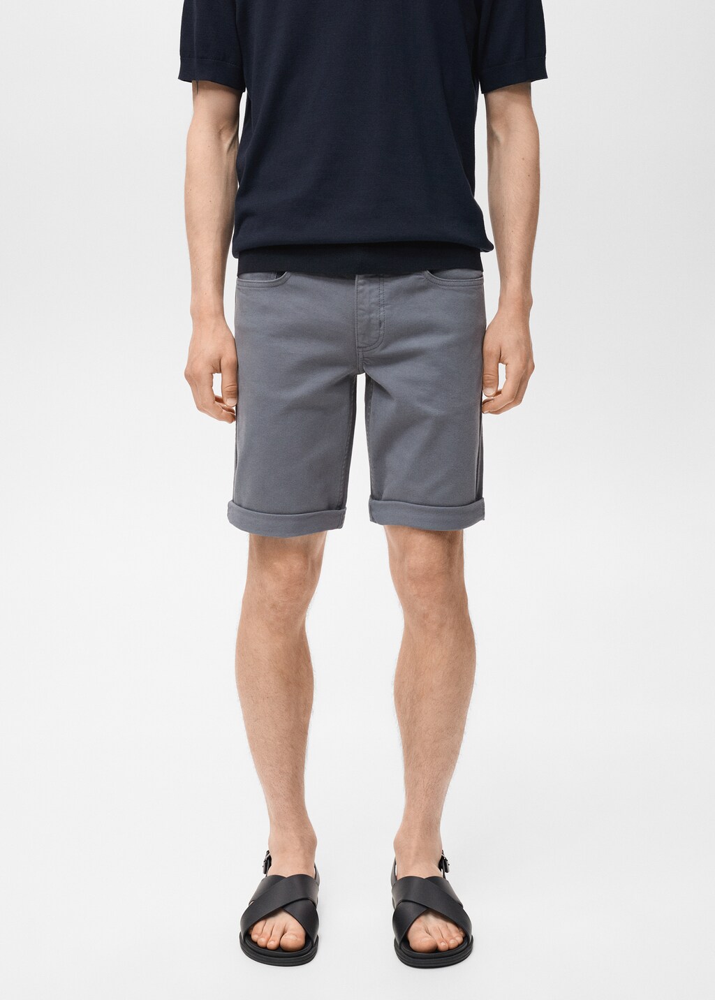 Slim-fit denim bermuda shorts