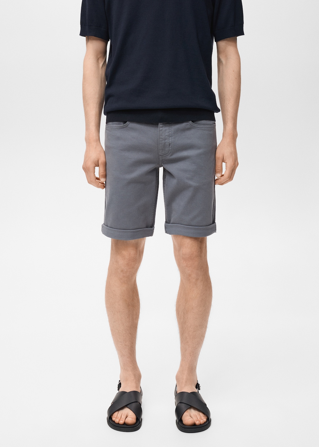 Slim-fit denim bermuda shorts