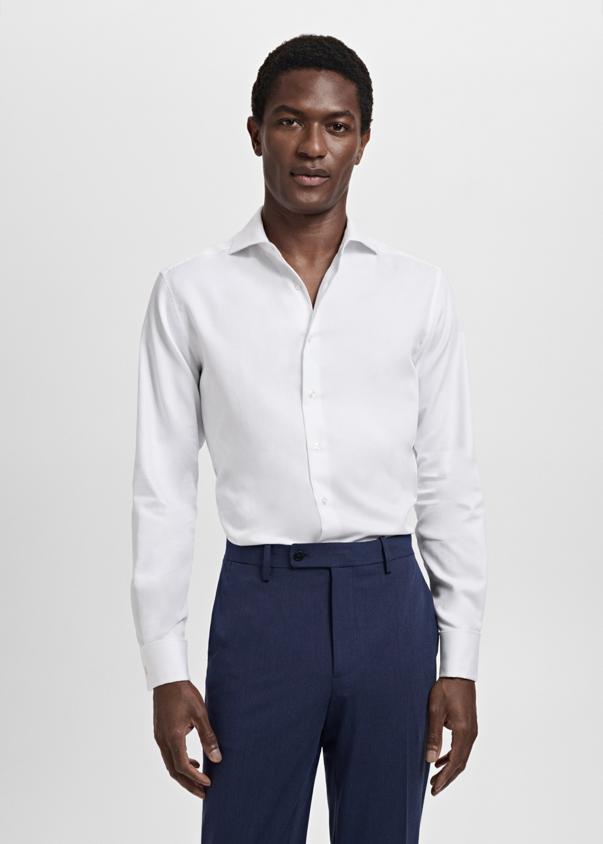 Camisa de fato slim fit de 100% algodão - Plano médio