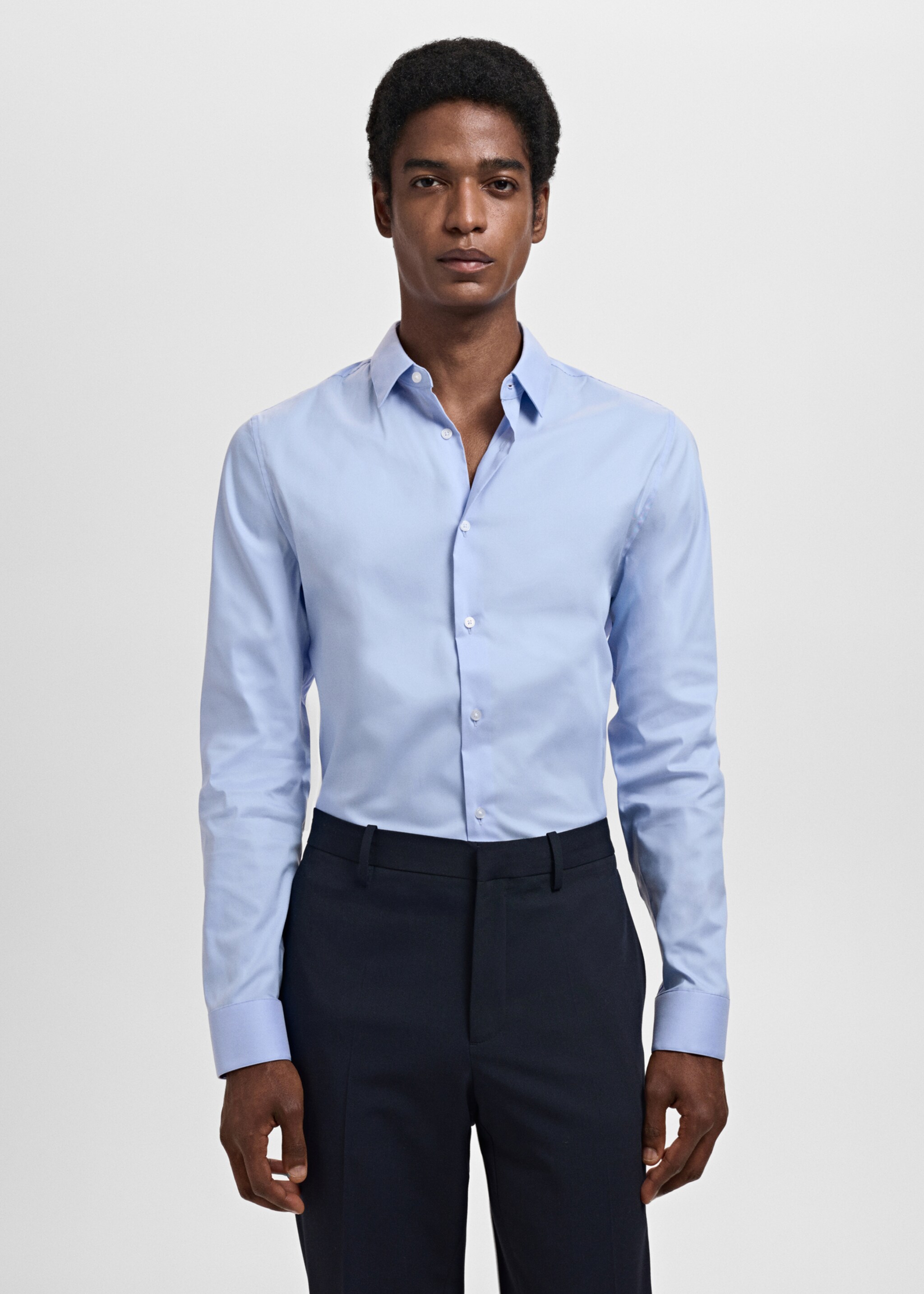 Slim fit cotton suit shirt - Medium plane