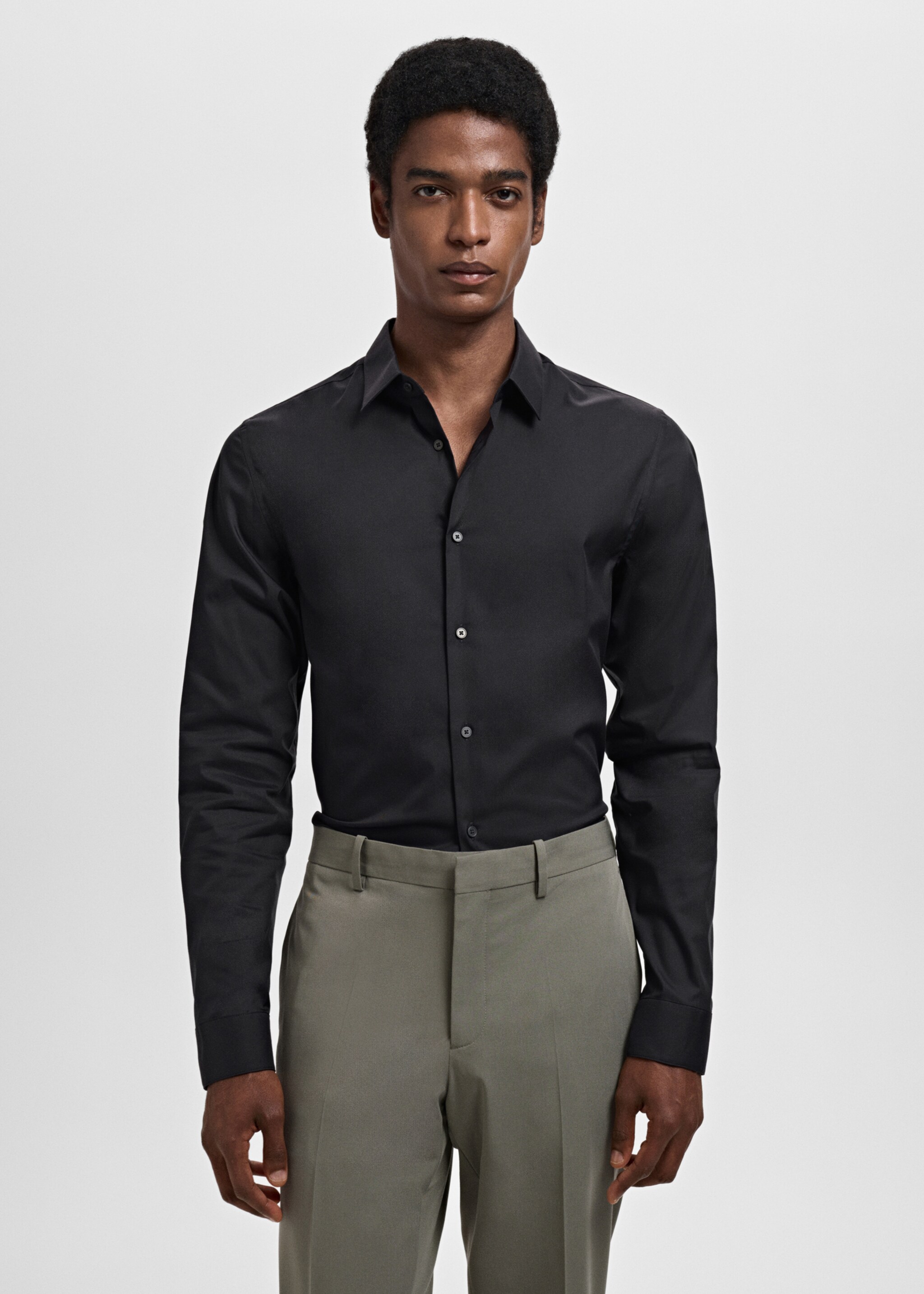 Camisa traje slim fit algodón - Plano medio