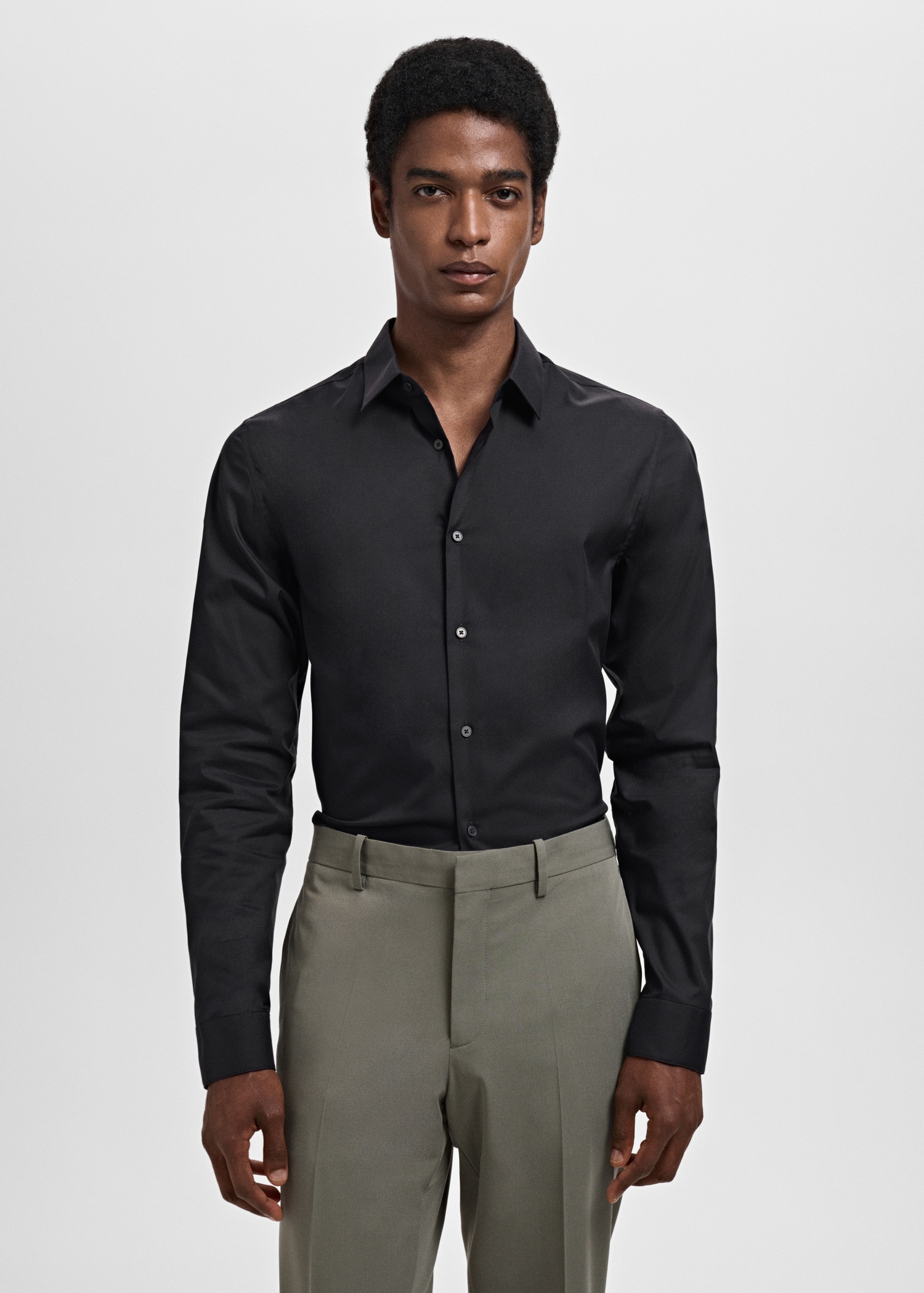 Camisa traje slim fit algodón - Plano medio