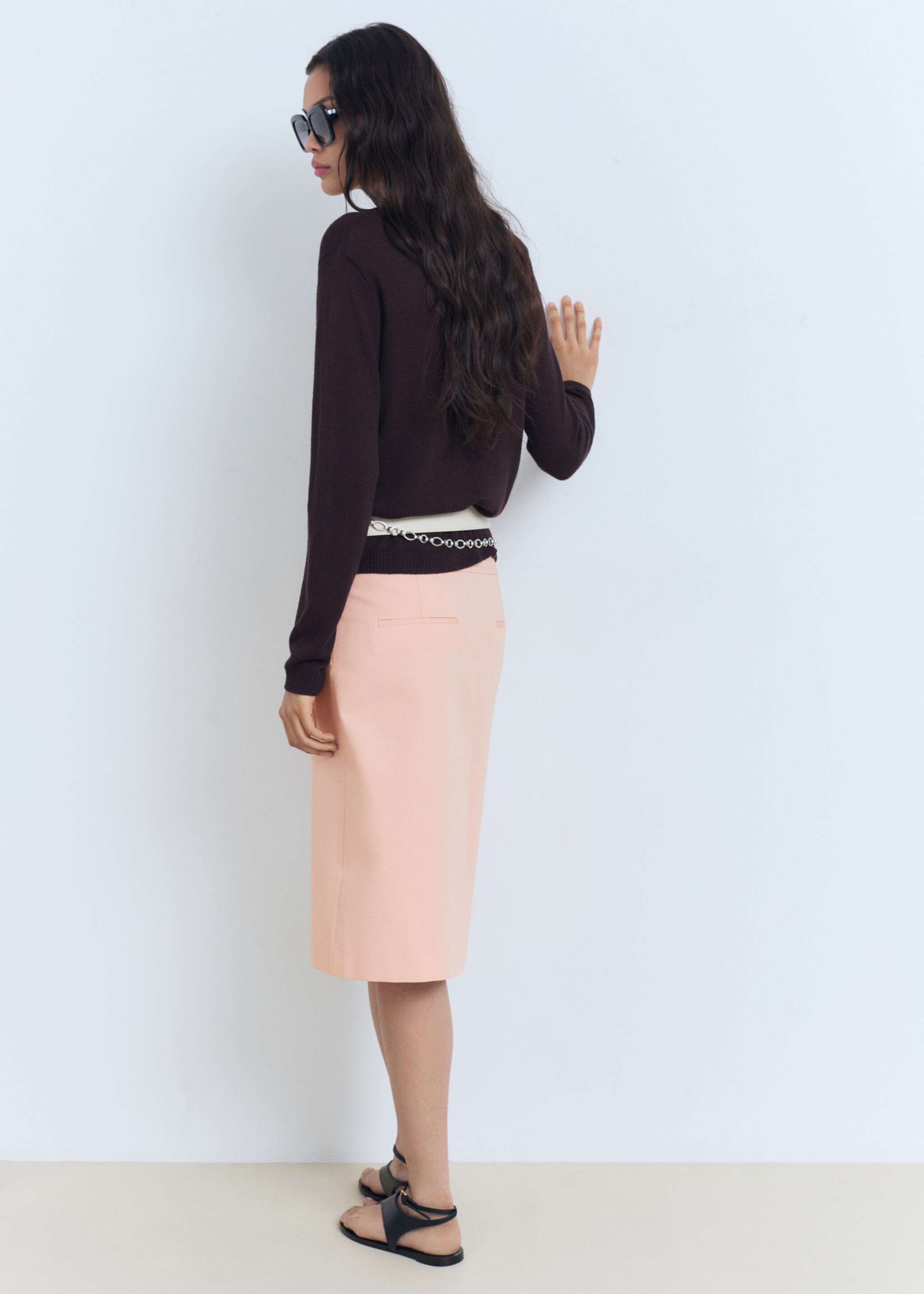 Cotton midi-skirt with pleat detail - Reverse of the article