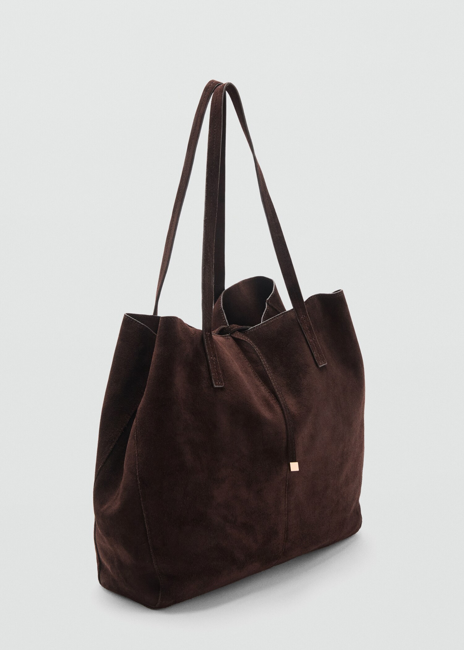 Suede leather shopper bag - Medium plane