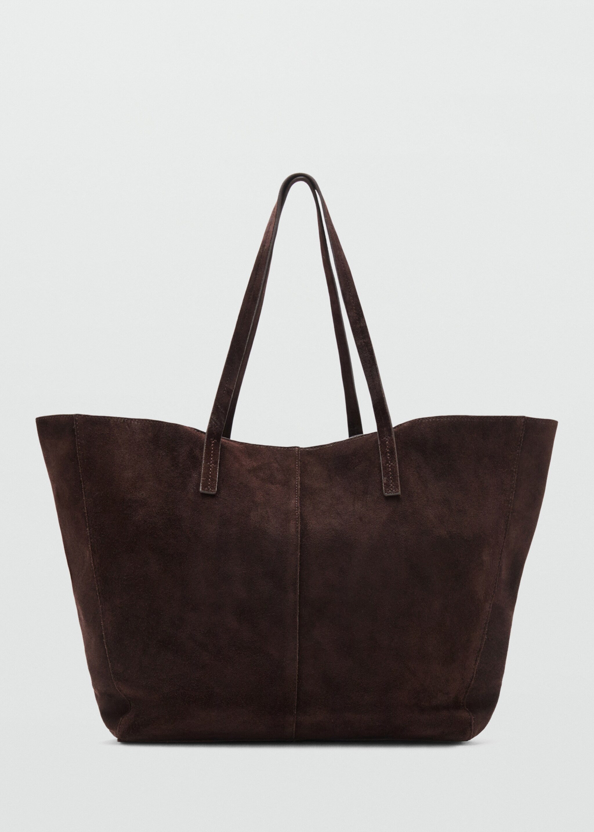 Suede leather shopper bag - Article without model, Chocolate. Ref: 17081281-00.