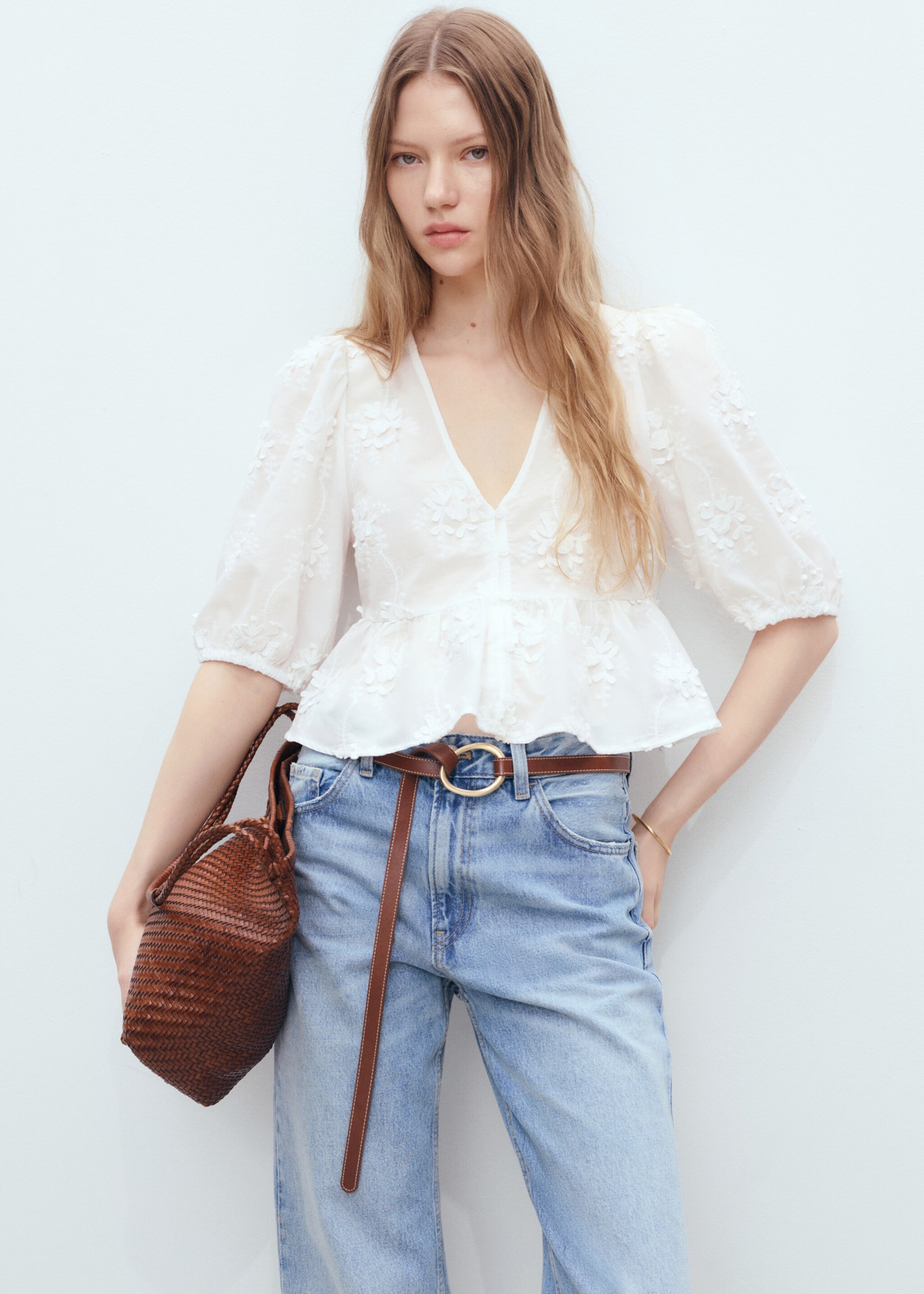 Cotton embroidered blouse - Medium plane