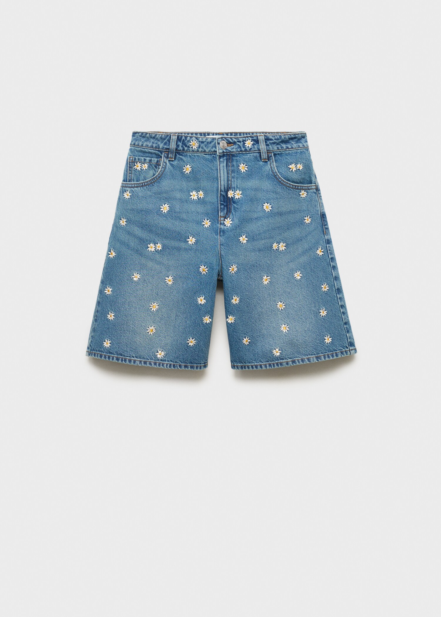 Floral embroidered denim bermuda shorts - Article without model