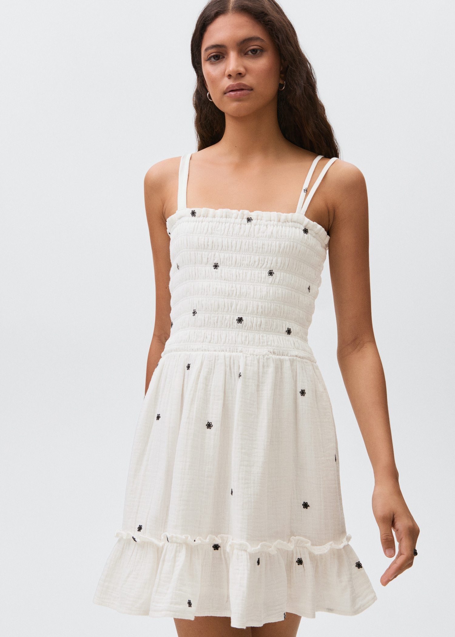 Vestido algodón bordado flores Teen MANGO España (Península y