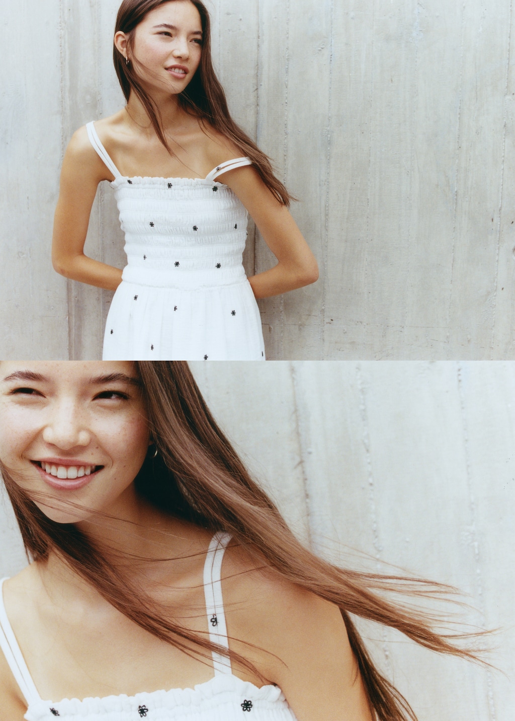 Embroidered cotton dress with floral pattern