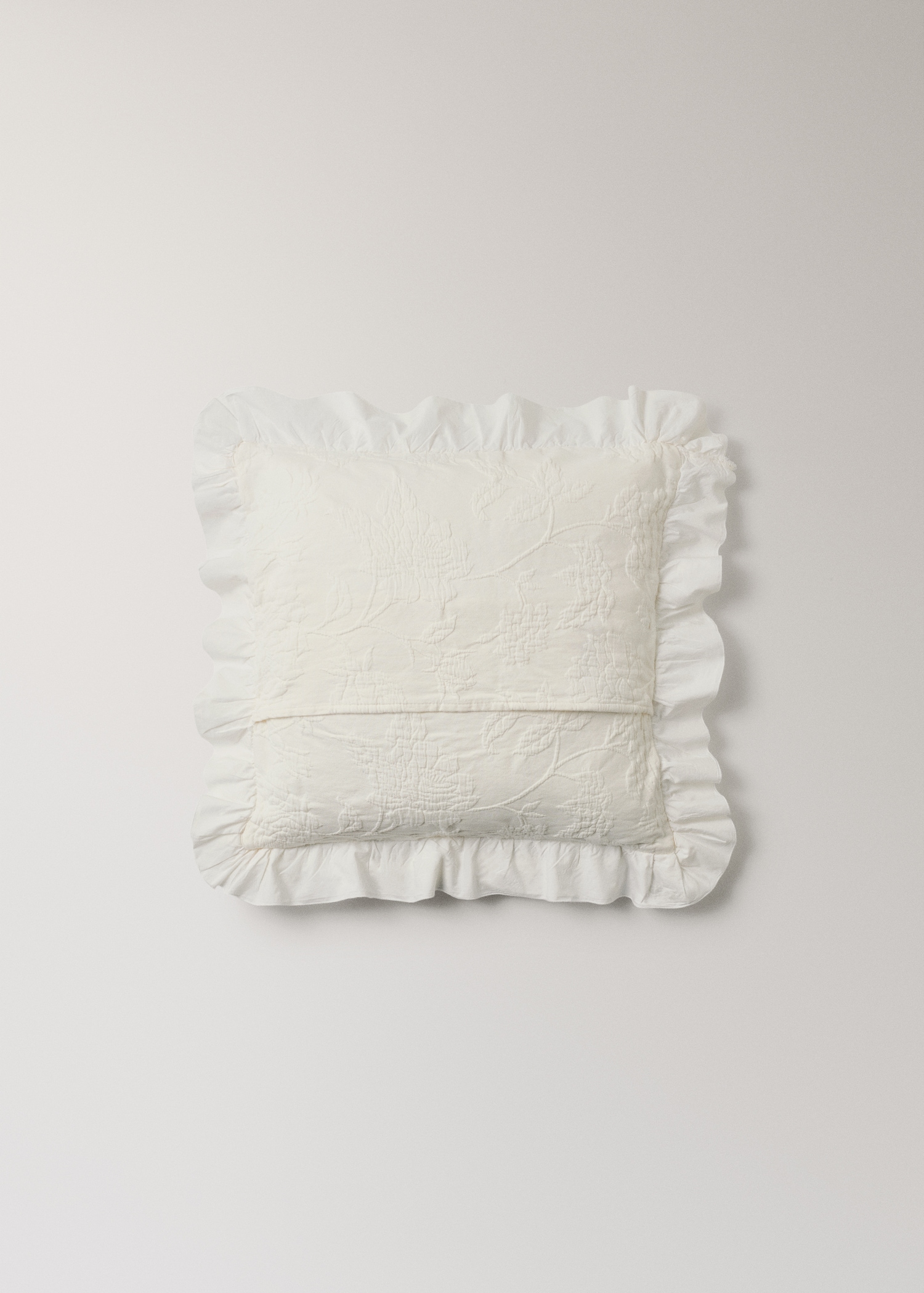 Housse de coussin de lit jacquard avec volant en voile et dentelle 50x50 cm - Détail de l'article 1