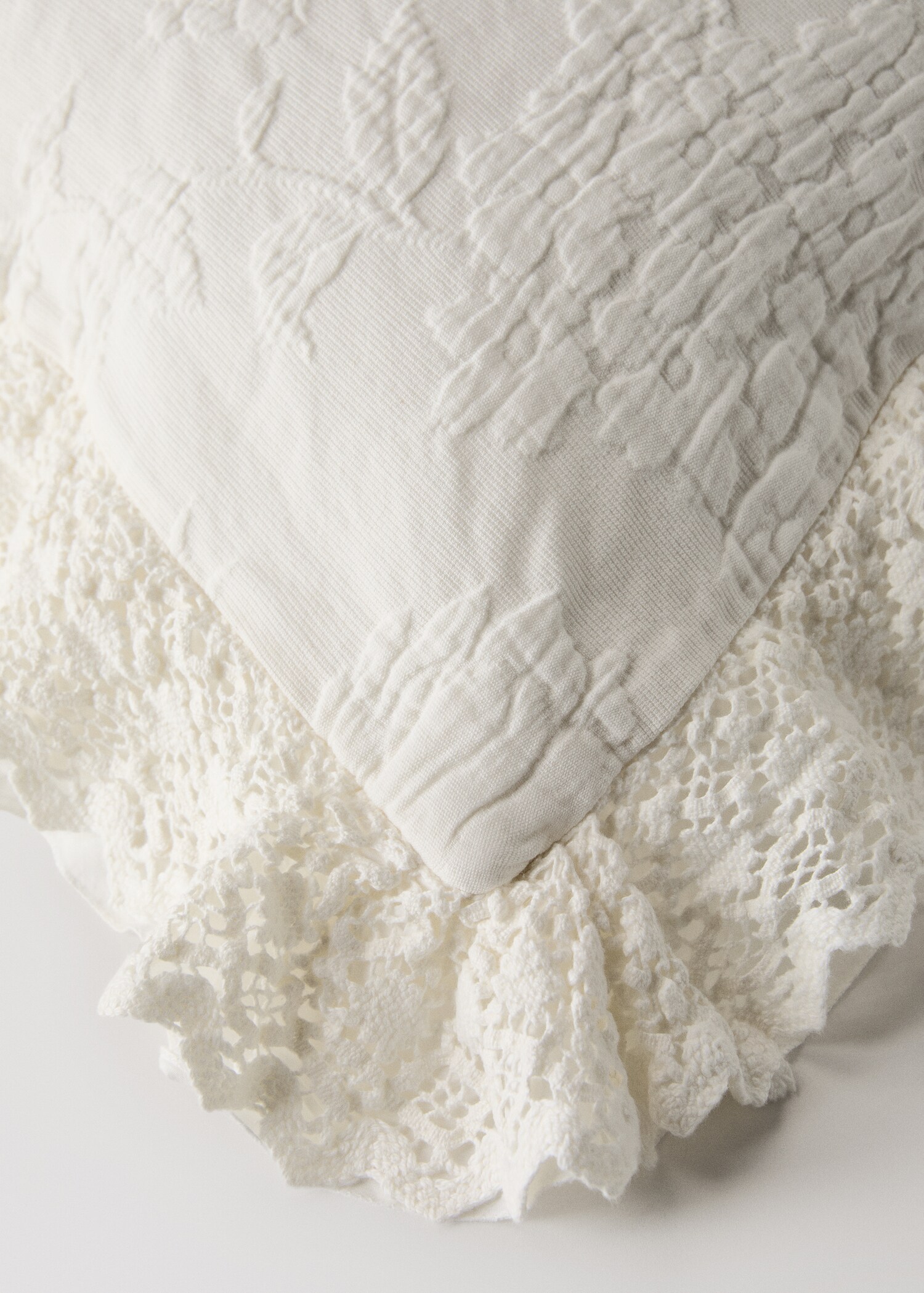 Housse de coussin de lit jacquard avec volant en voile et dentelle 50x50 cm - Détail de l'article 2