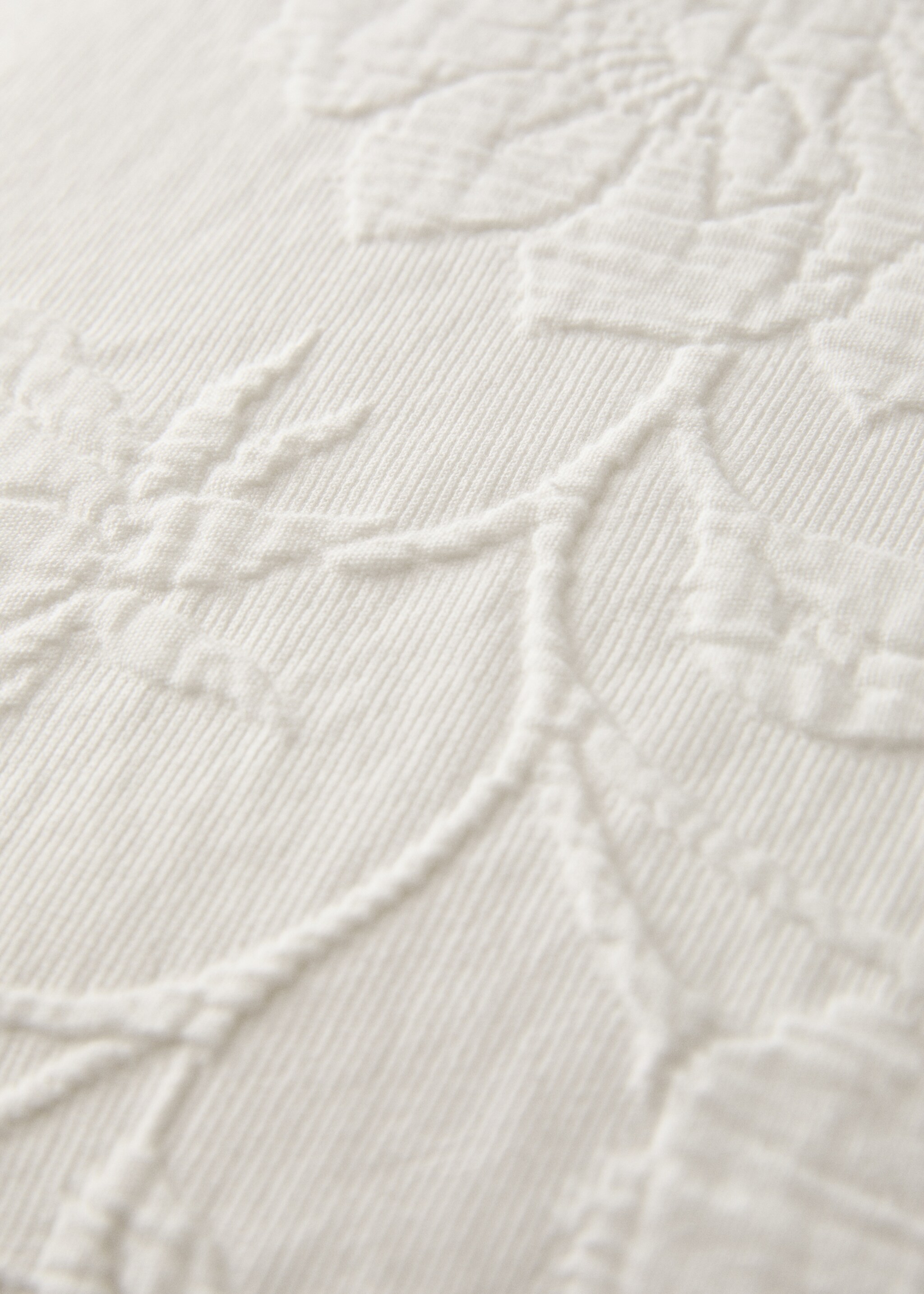 Housse de coussin de lit jacquard avec volant en voile et dentelle 50x50 cm - Détail de l'article 4, Blanc cassé. Ref: 17081530-00.