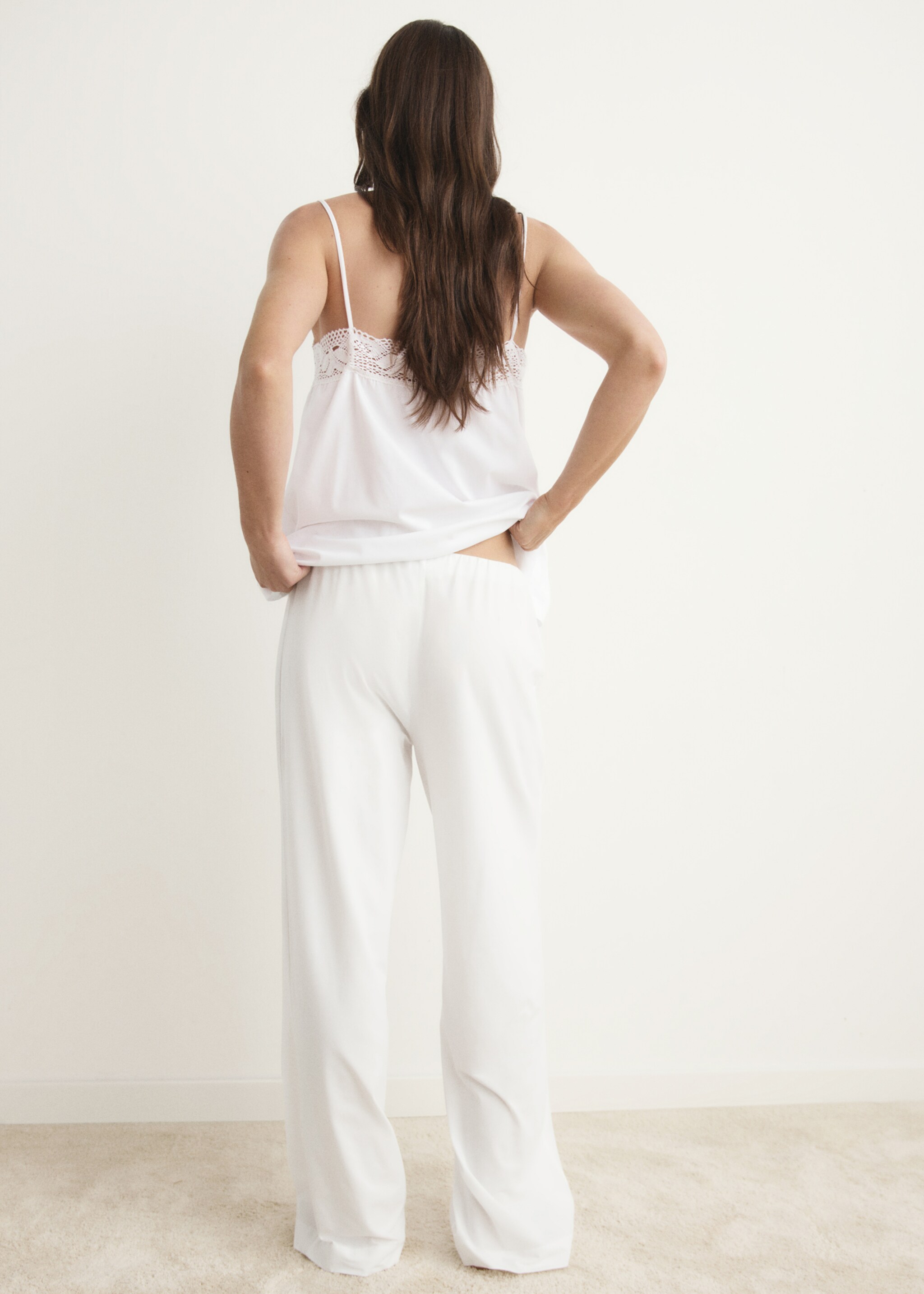 Fluid cotton pyjama bottoms - Reverse of the article, White. Ref: 17081539-00.