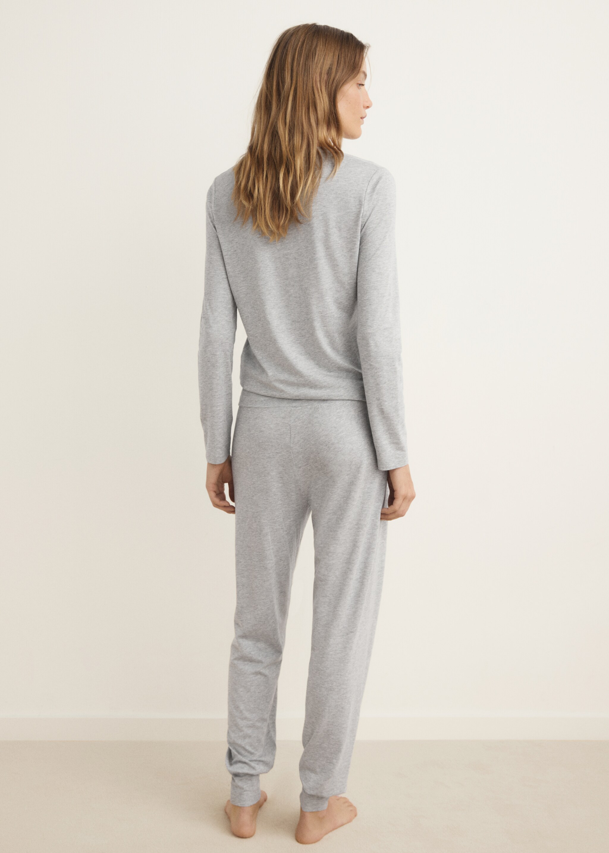Lyocell cotton pyjama trousers - Reverse of the article, Light/Pastel Grey. Ref: 17081540-00.