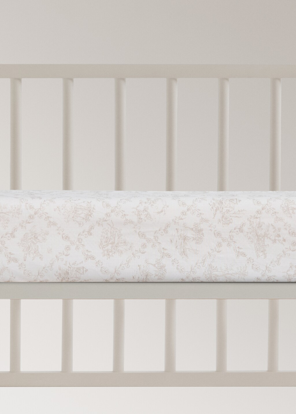 Toile de Jouy percale cotton fitted sheet for crib