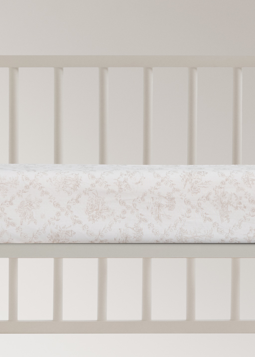Toile de Jouy percale cotton fitted sheet for crib