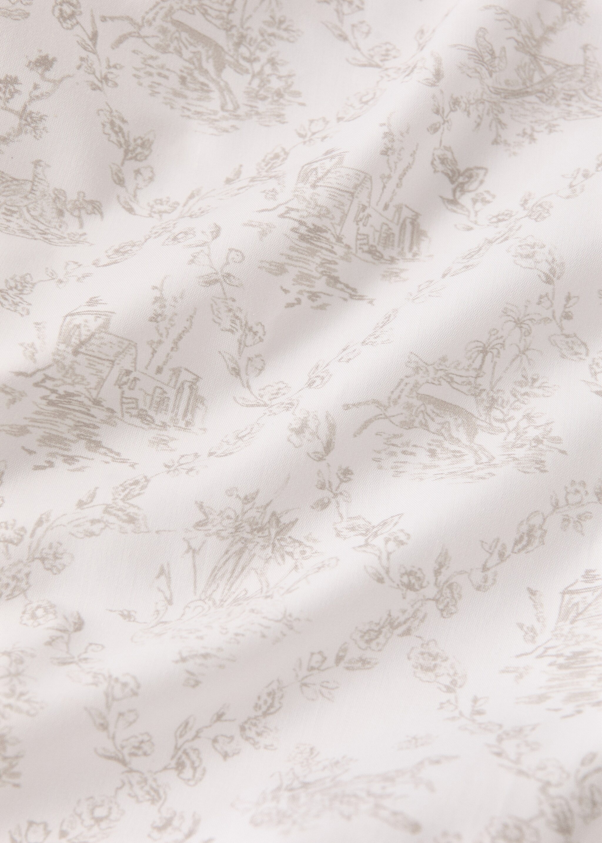 Toile-de-Jouy-Spannbettlaken für Kinderbett aus Baumwollperkal - Detail des Artikels 2, Mittelbraun. Ref: 17081549-00.