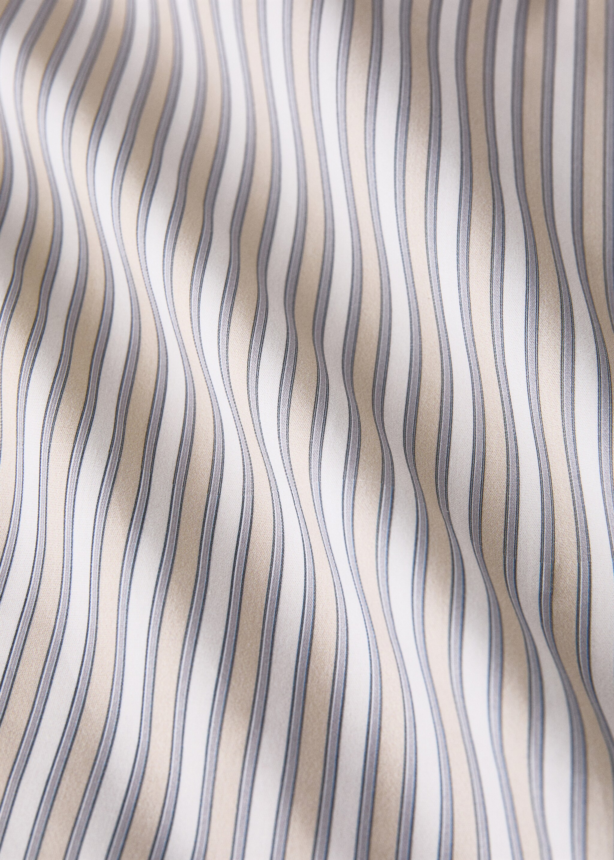 Percale cotton fine-striped duvet cover for cot - Details of the article 2, Vanilla. Ref: 17081551-00.