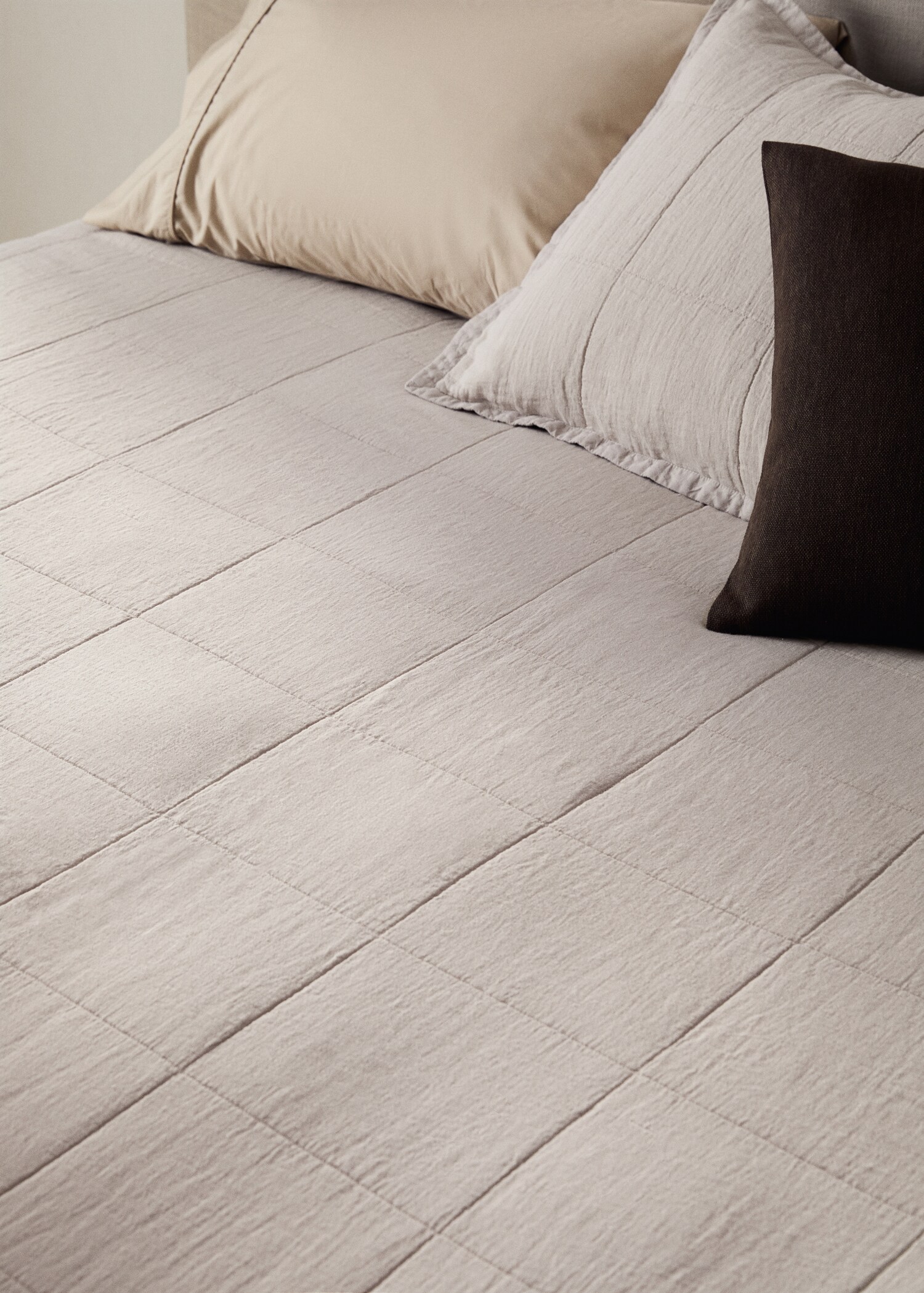 Washed linen large check bedspread for 150/160 cm bed - Details of the article 7