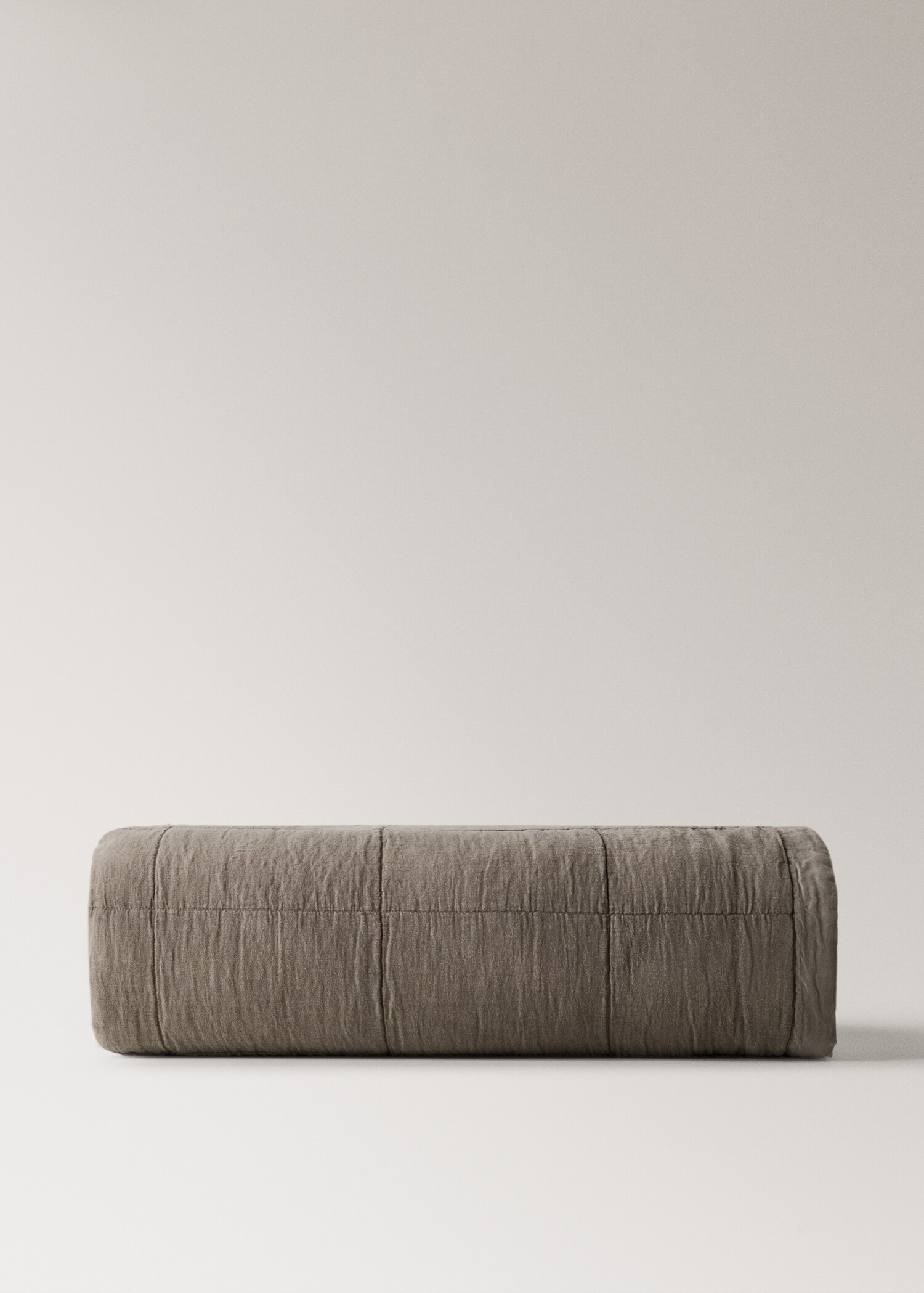 Washed linen large check bedspread for 150/160 cm bed - Article without model
