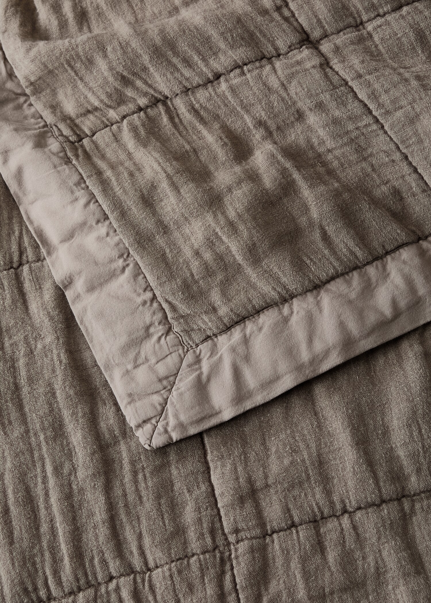 Washed linen large check bedspread for 150/160 cm bed - Details of the article 1